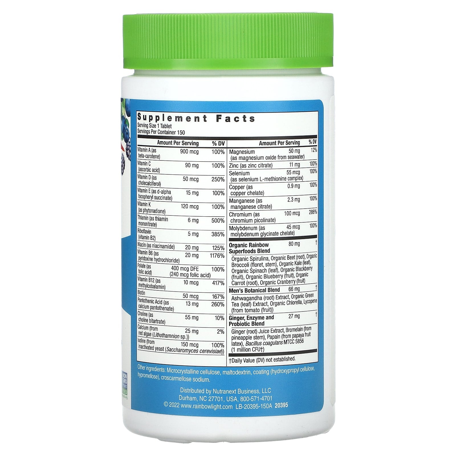 Rainbow Light, Men's One Daily Multivitamin, High Potency, 150 Vegetarian Tablets - Image 2