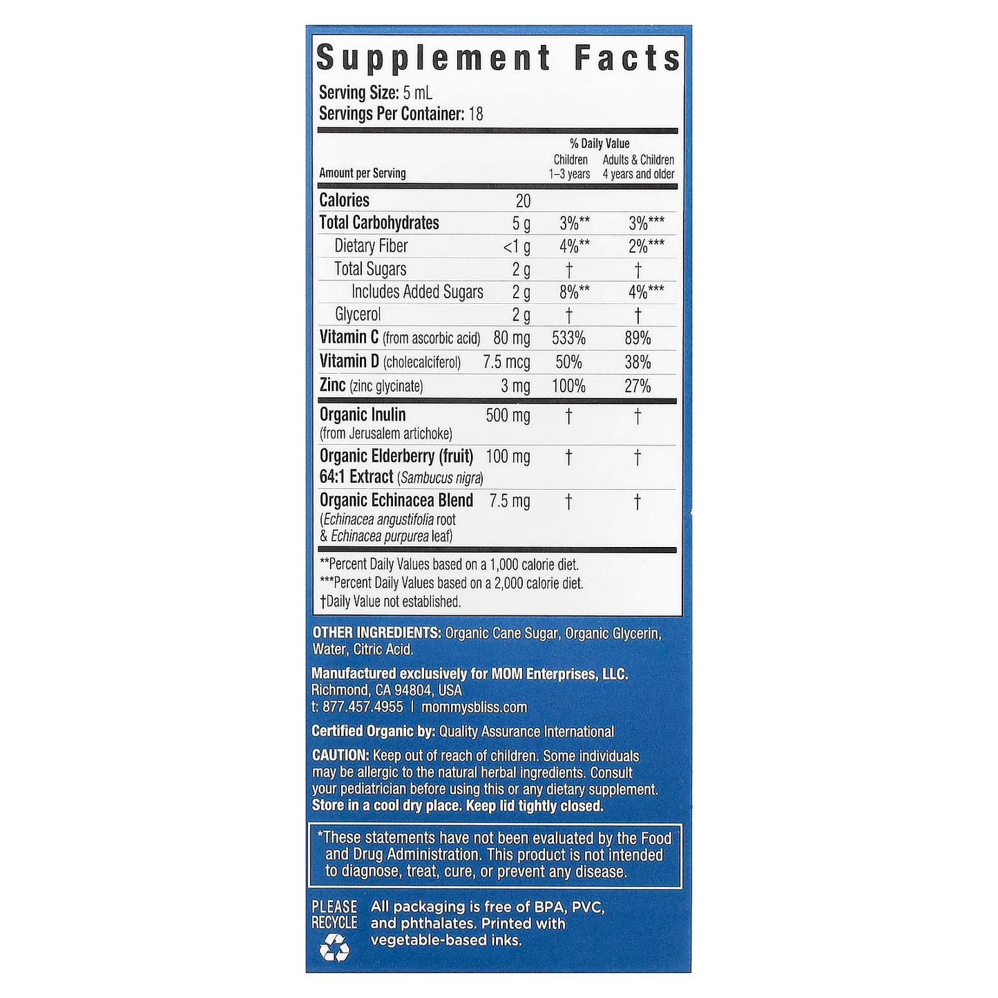 Mommy's Bliss, Kids, Organic Immunity Syrup, 1-12 Yrs, 3 fl oz (90 ml) - Image 2