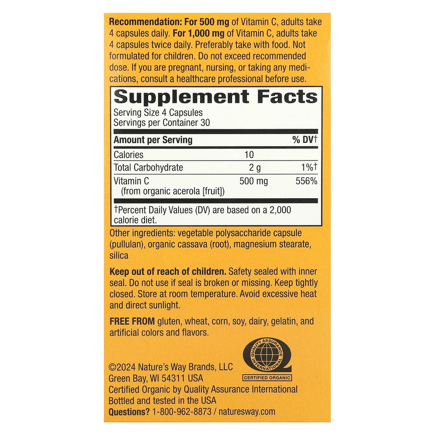 Nature's Way, Alive!®, Vitamin C, 500 mg, 120 Vegan Capsules (125 mg per Capsule) - Image 2