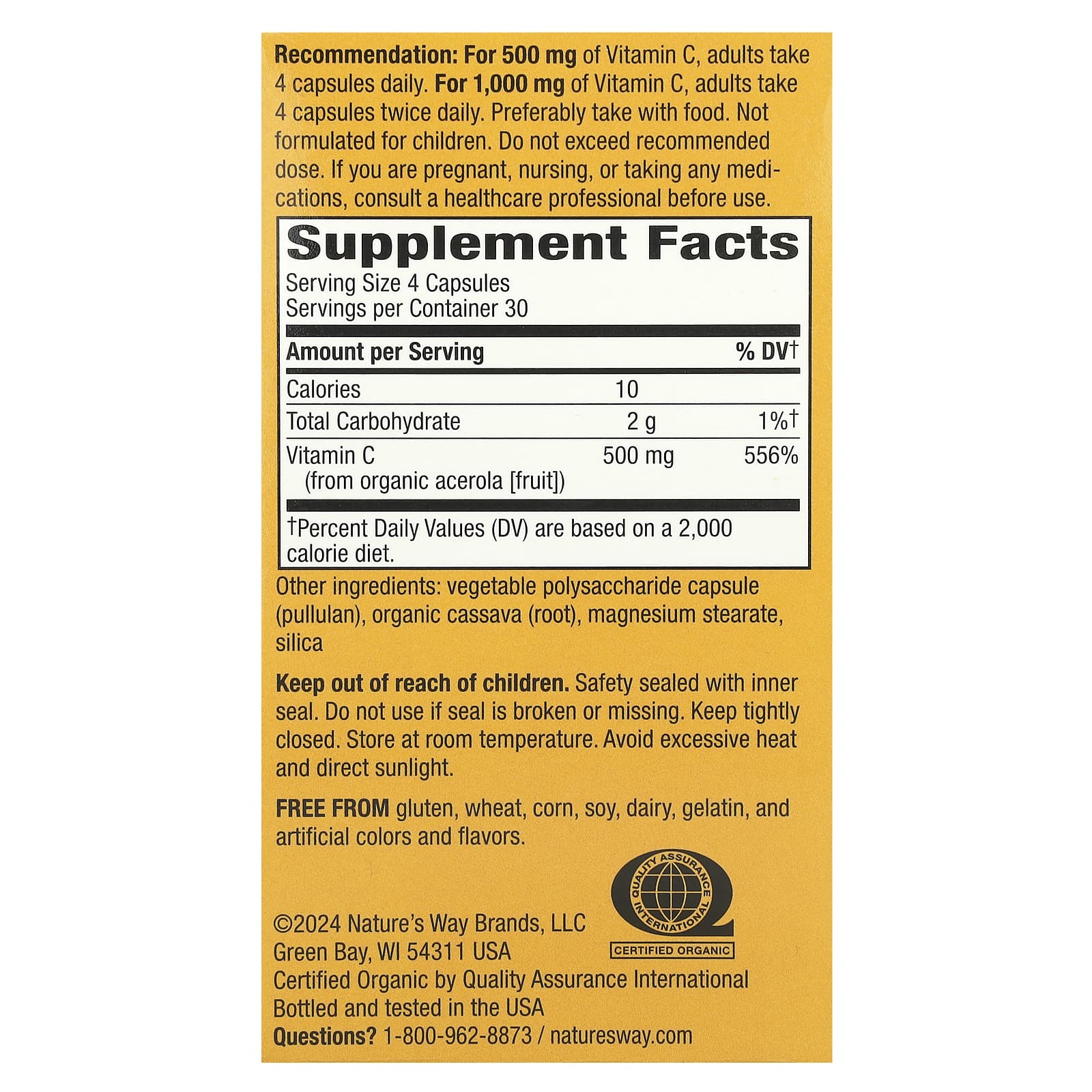 Nature's Way, Alive!®, Vitamin C, 500 mg, 120 Vegan Capsules (125 mg per Capsule) - Image 2