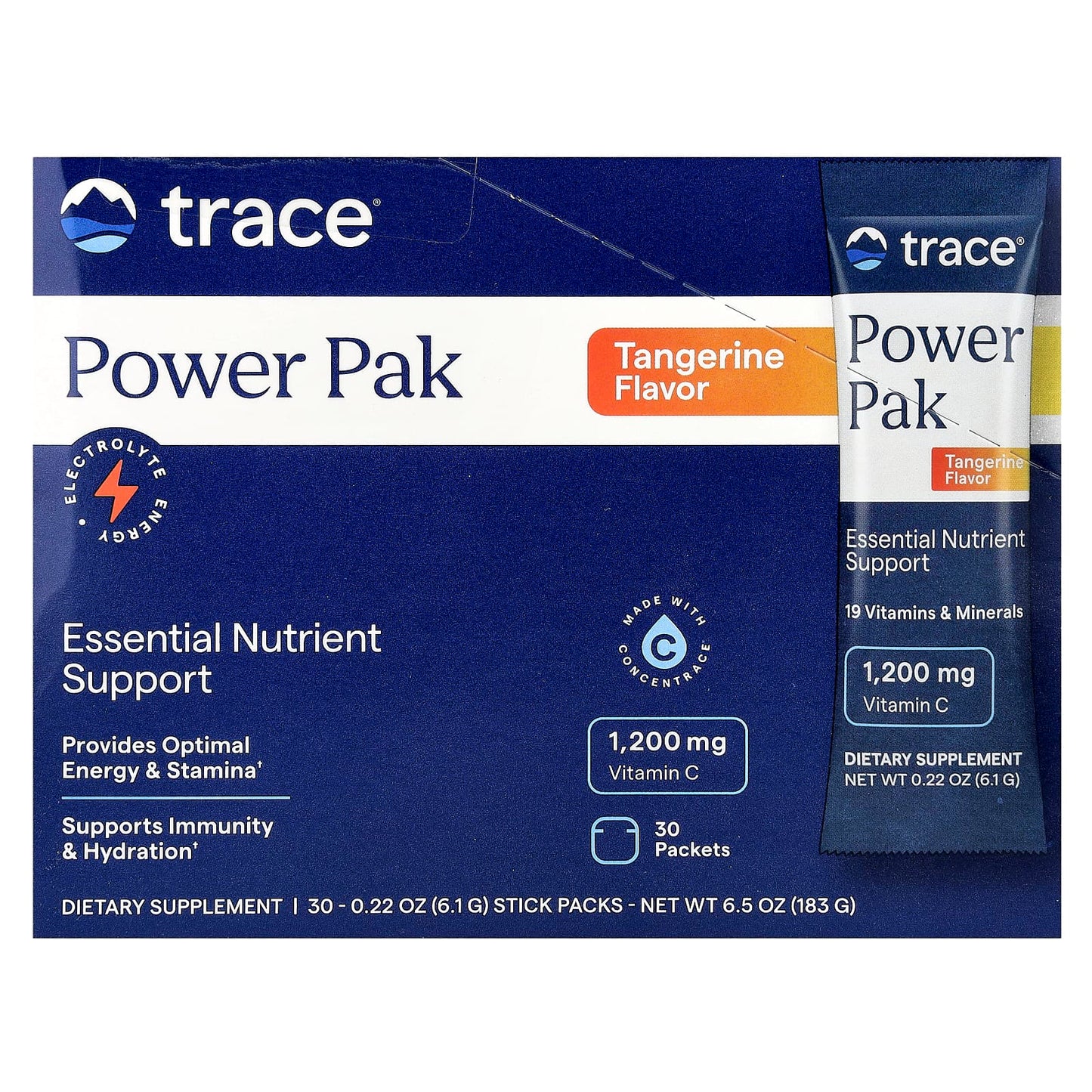 Trace, Power Pak, Tangerine, 30 Stick Packs, 0.22 oz (6.1 g) Each - Image 1