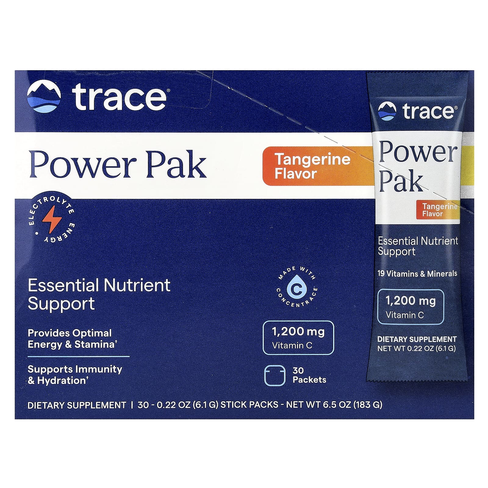 Trace, Power Pak, Tangerine, 30 Stick Packs, 0.22 oz (6.1 g) Each - Image 1