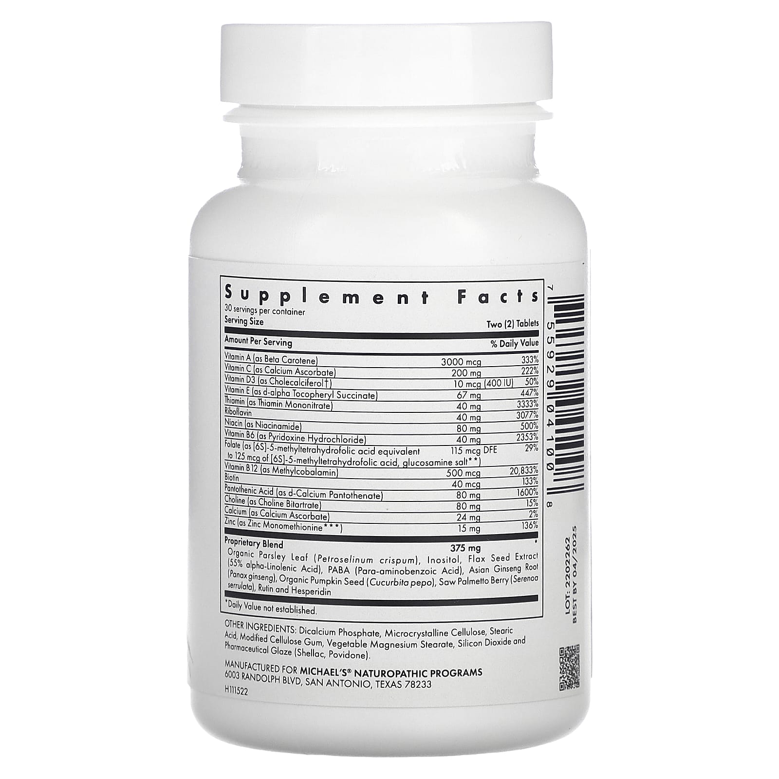 Michael's Health, Teen Boys Multivitamin, 60 Vegetarian Tablets - Image 2