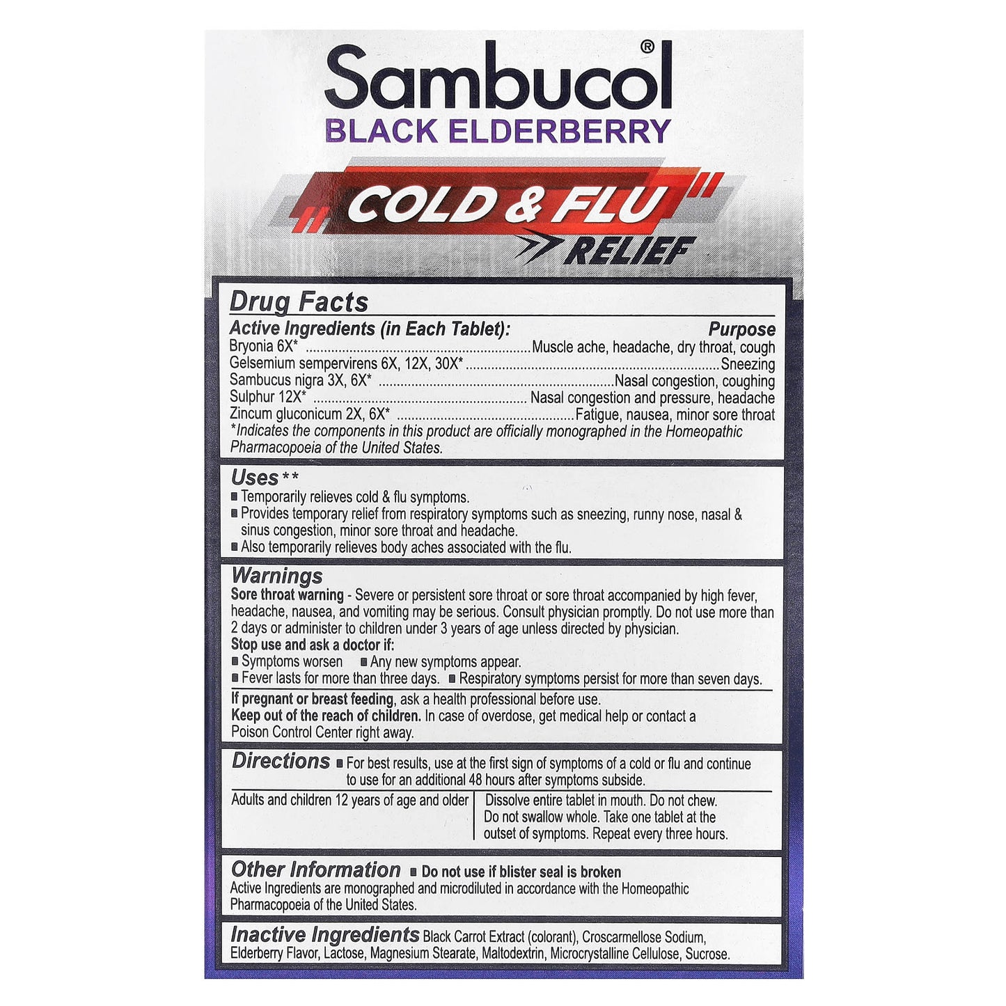 Sambucol, Black Elderberry, Cold & Flu Relief, 30 Tablets - Image 2