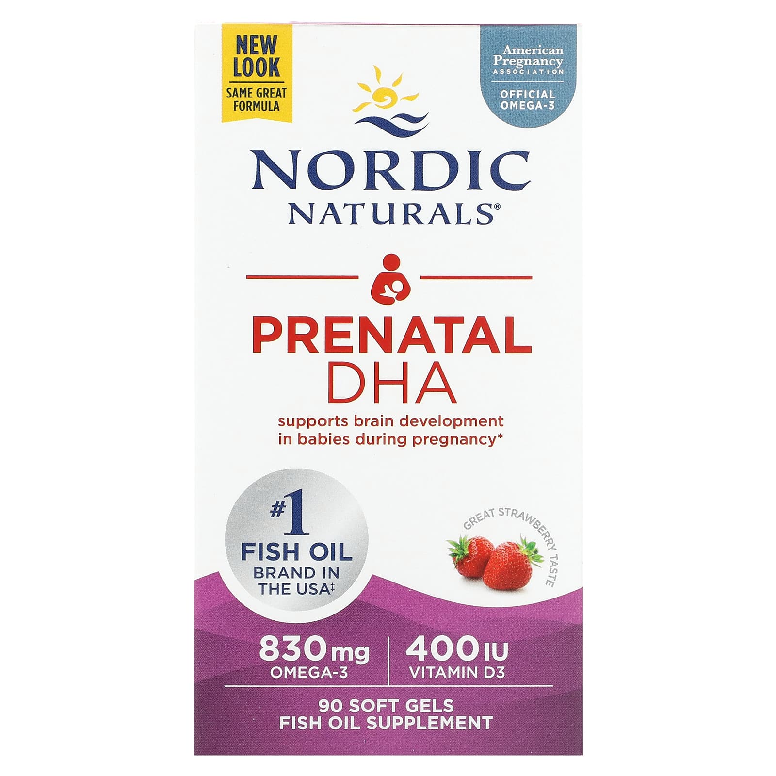 Nordic Naturals, Prenatal DHA, Strawberry, 90 Soft Gels - Image 1