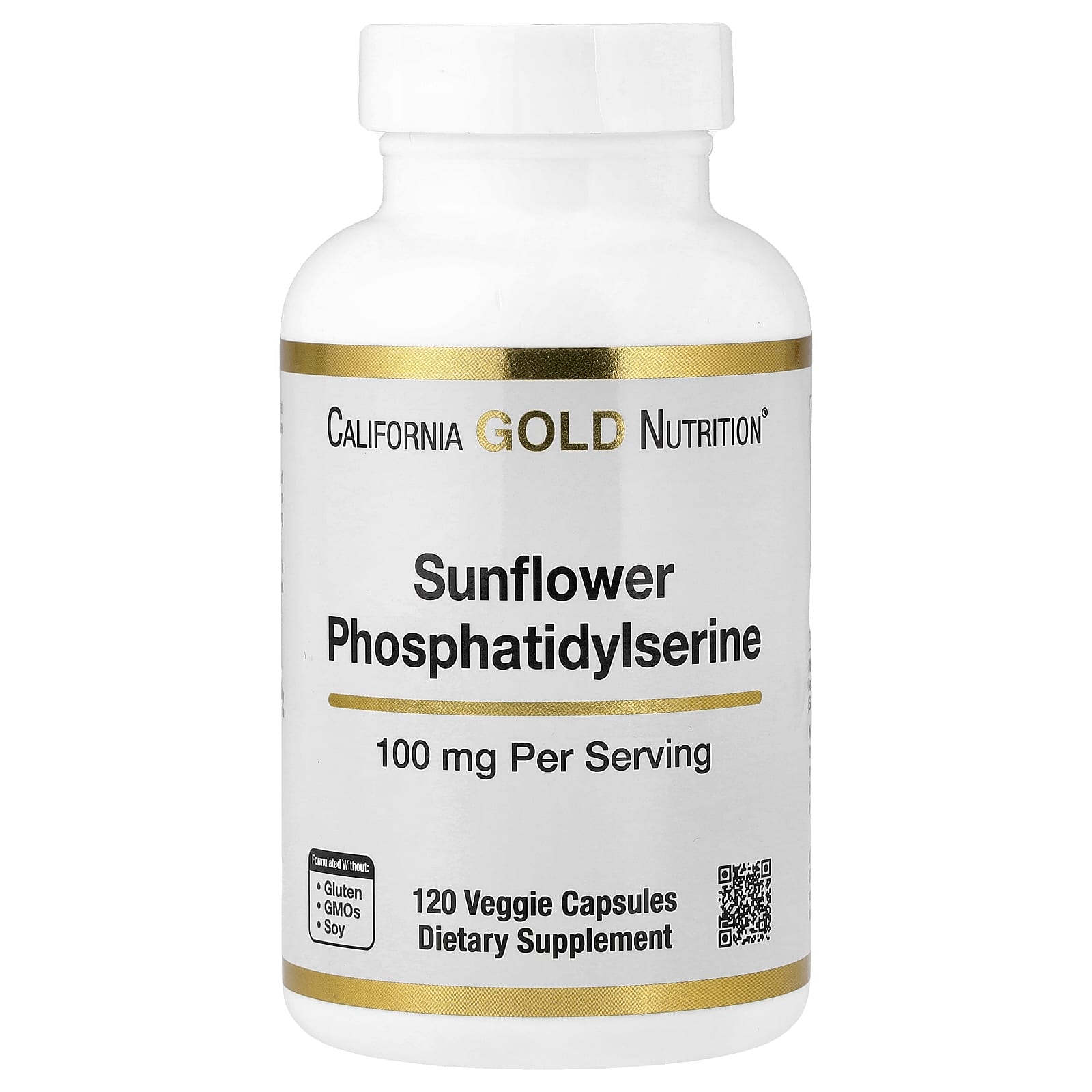 Sunflower Phosphatidylserine Supplement by California Gold Nutrition, 100mg, 120 Capsules - Image 2