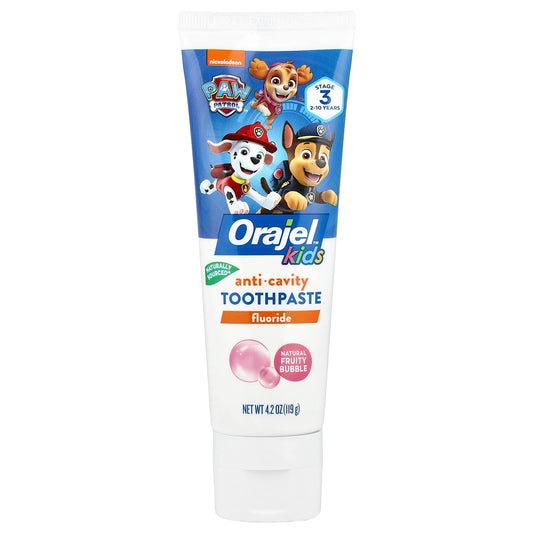 Orajel, Kids, Paw Patrol™ Anticavity Fluoride Toothpaste, 2-10 Years, Natural Fruity Bubble, 4.2 oz (119 g) - Image 1