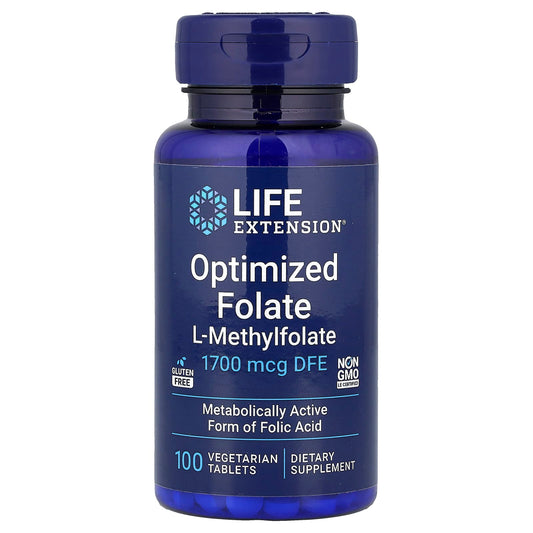 Life Extension, Optimized Folate, 1,700 mcg DFE, 100 Vegetarian Tablets - Image 1