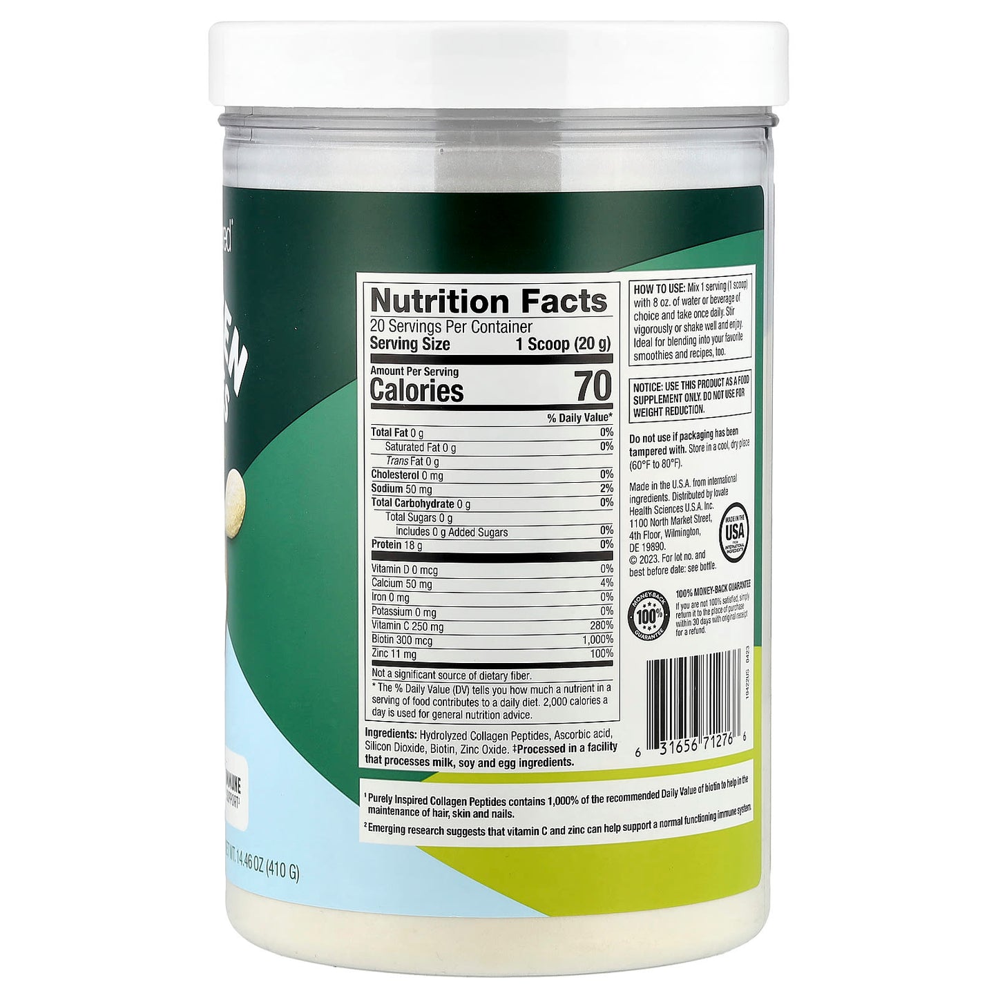 Purely Inspired, Collagen Peptides, Unflavored, 14.46 oz (410 g) - Image 2