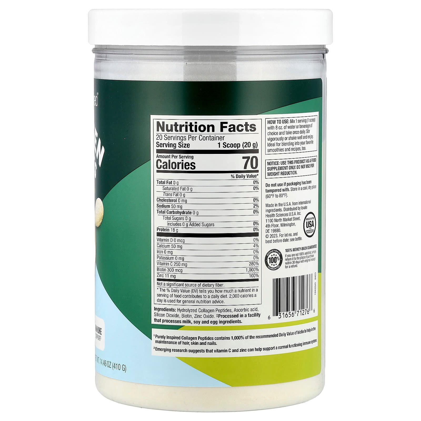 Purely Inspired, Collagen Peptides, Unflavored, 14.46 oz (410 g) - Image 2