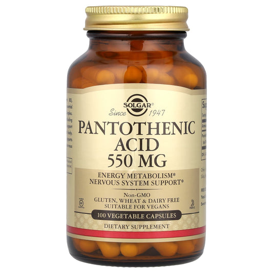 Solgar, Pantothenic Acid, 550 mg, 100 Vegetable Capsules - Image 1