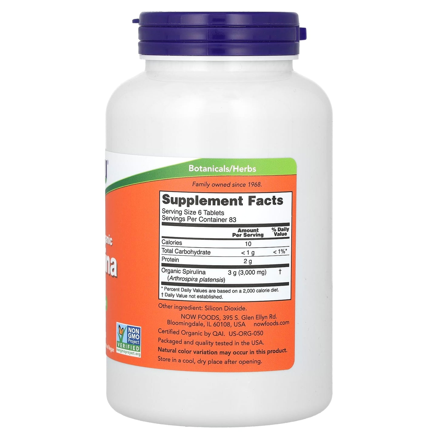 NOW Foods, Certified Organic Spirulina, 500 mg, 500 Tablets - Image 2