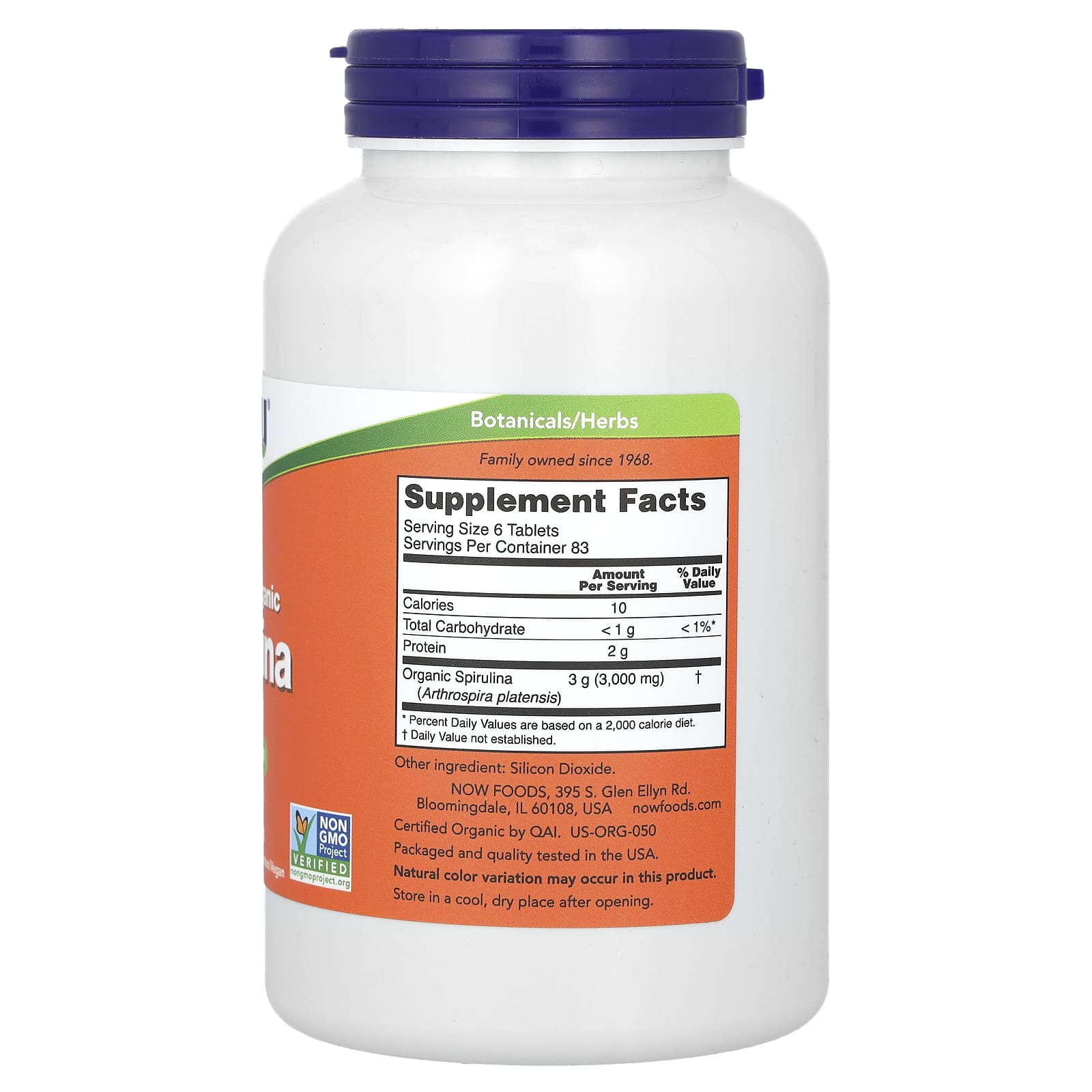 NOW Foods, Certified Organic Spirulina, 500 mg, 500 Tablets - Image 2