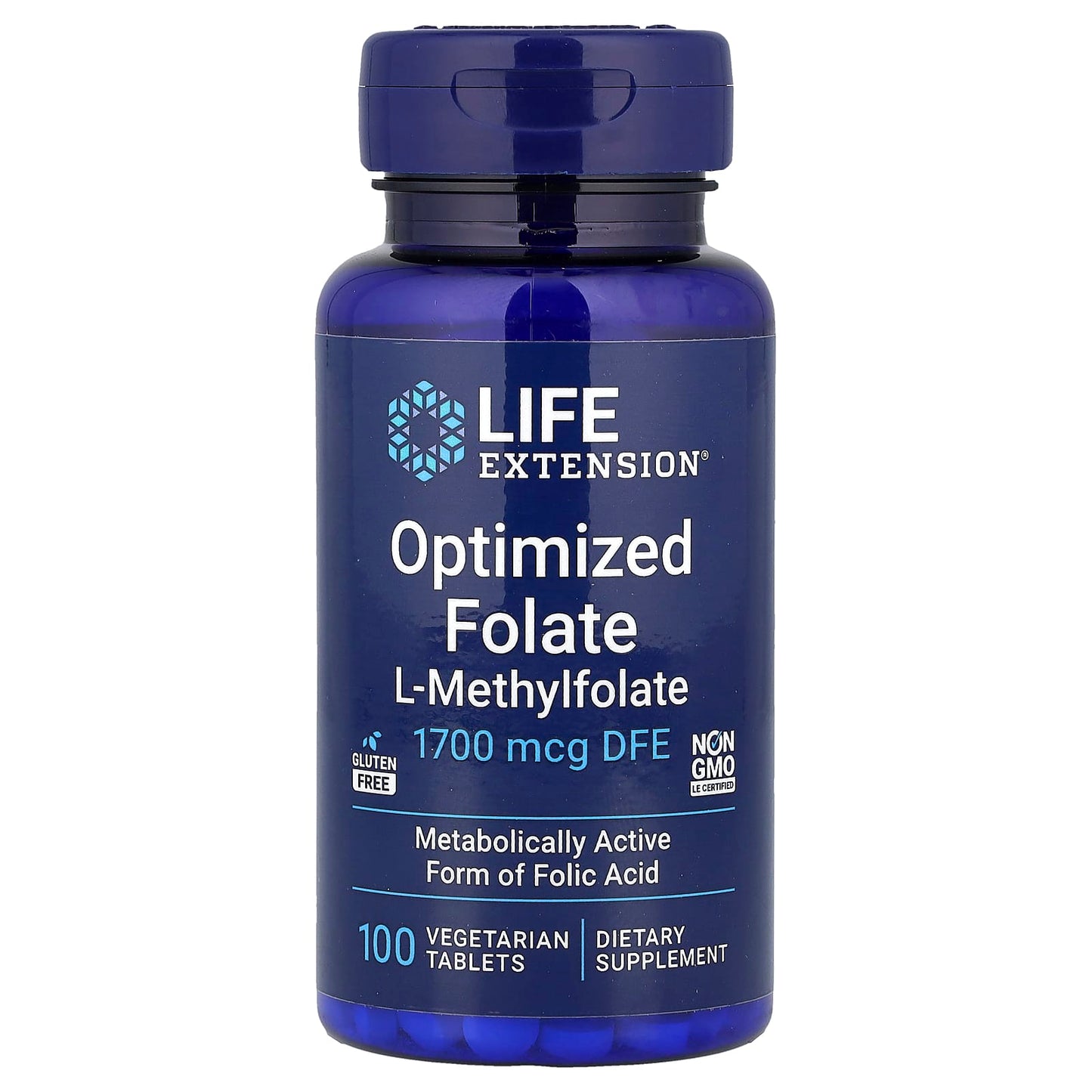 Life Extension, Optimized Folate, 1,700 mcg DFE, 100 Vegetarian Tablets - Image 1