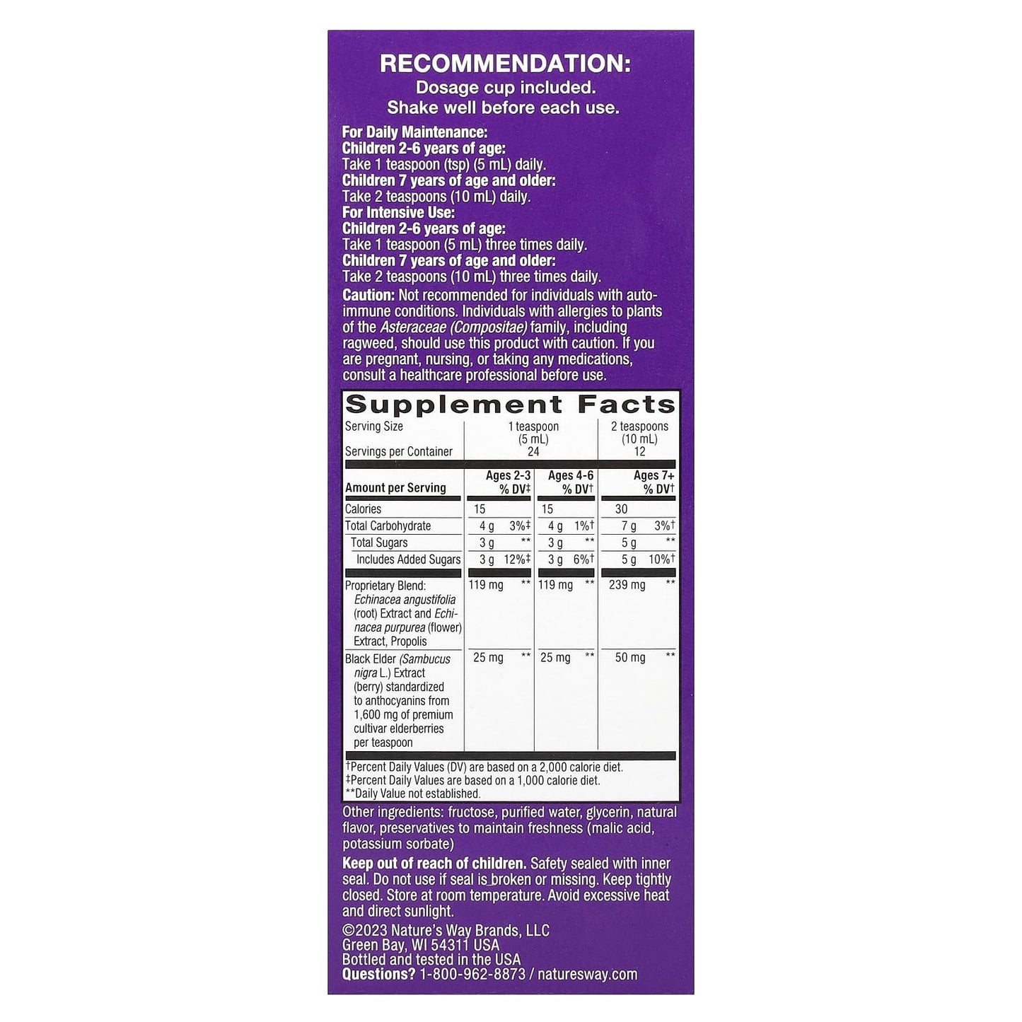 Nature's Way, Sambucus® Kids, Immune Syrup Elderberry with Propolis & Echinacea, Ages 2+, 4 fl oz (120 ml) - Image 2