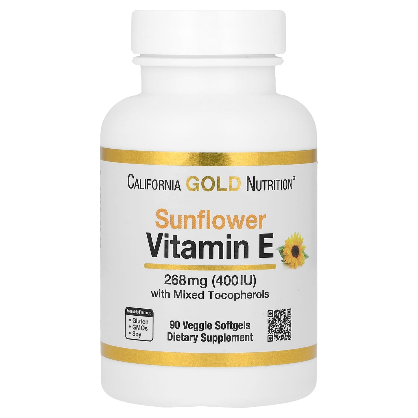 Sunflower Vitamin E 400 IU, 90 Veggie Softgels for Immune Support - Image 1