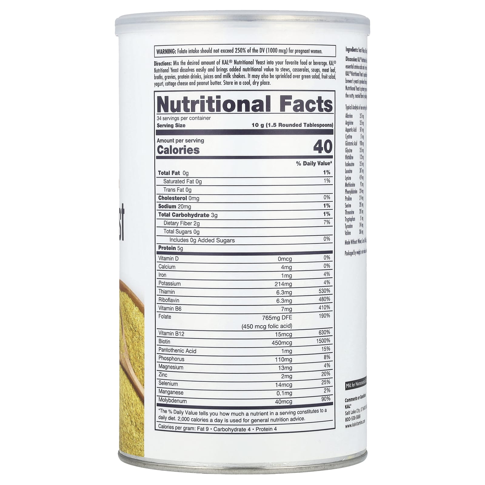KAL Nutritional Yeast Flakes, 12 oz - Fortified & Unsweetened - Image 2