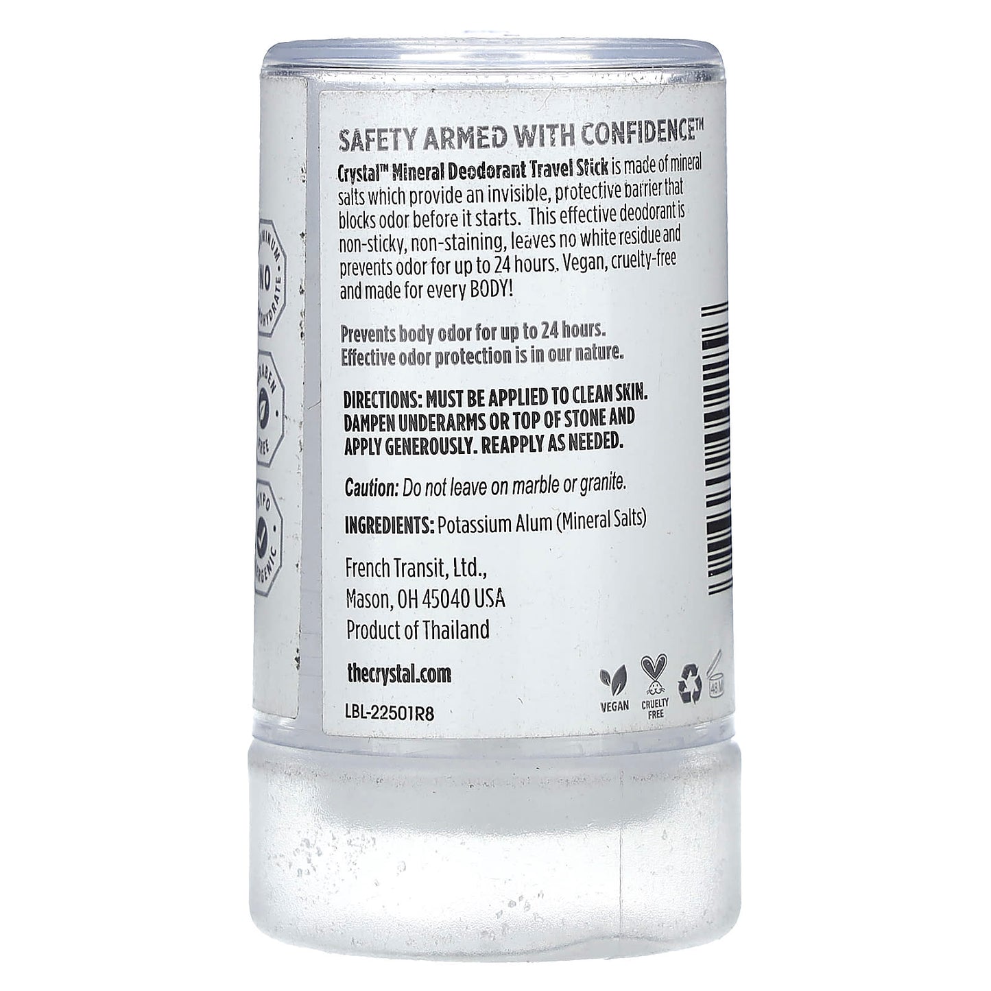 Natural Mineral Deodorant Stick, Unscented, 24HR Protection - Image 2