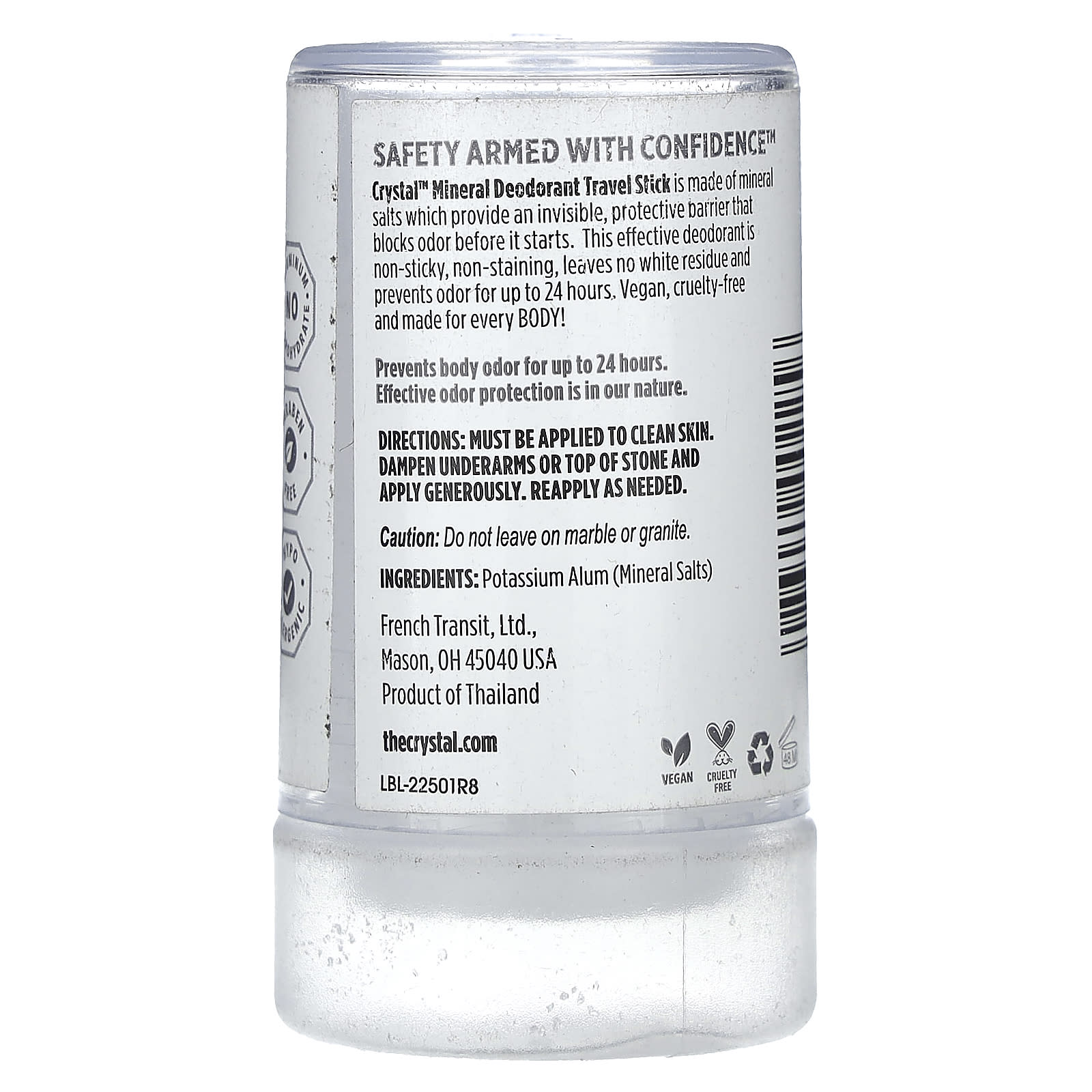 Natural Mineral Deodorant Stick, Unscented, 24HR Protection - Image 2