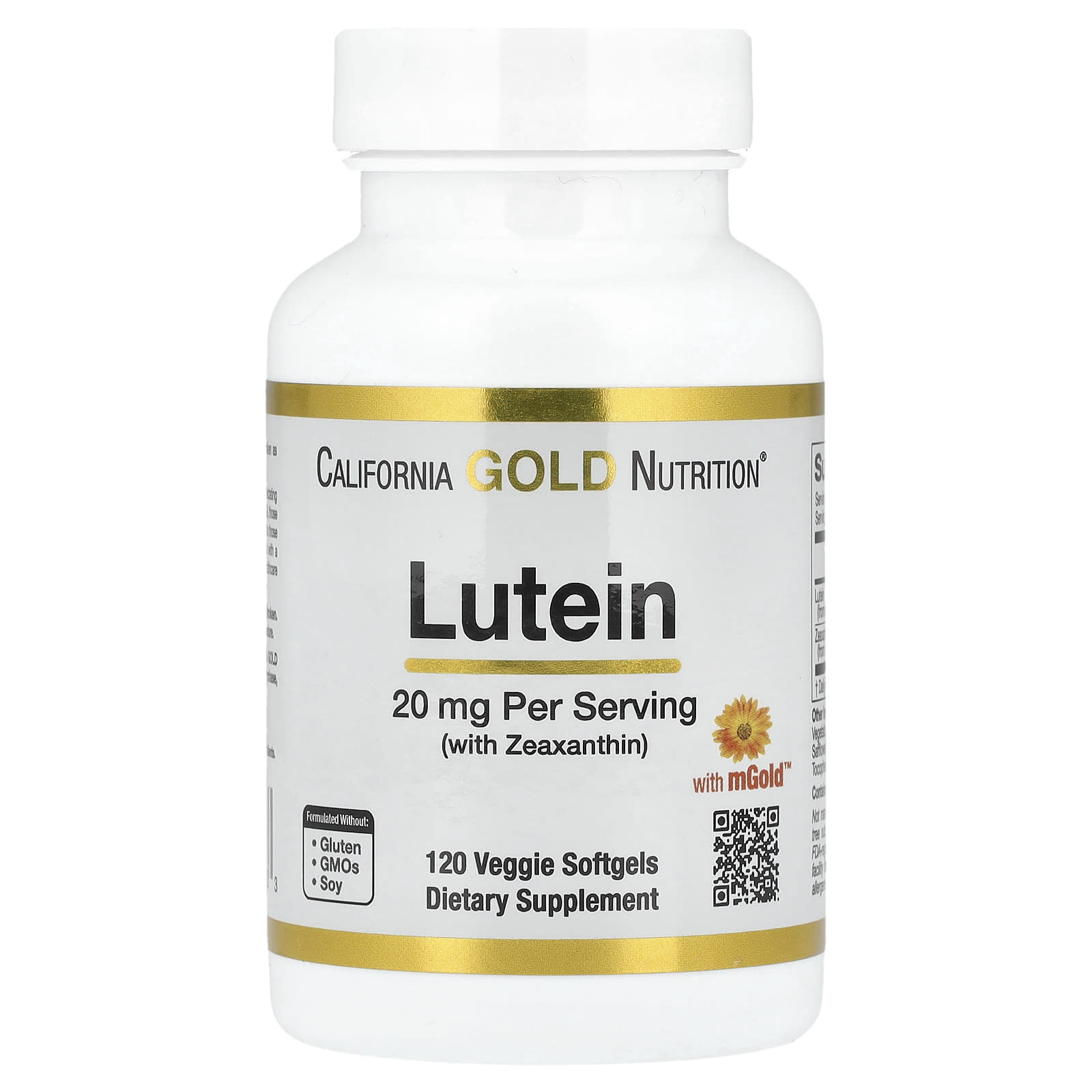 Lutein with Zeaxanthin for Eye Health from Marigold Extract | 20 mg, 120 Softgels - Image 1