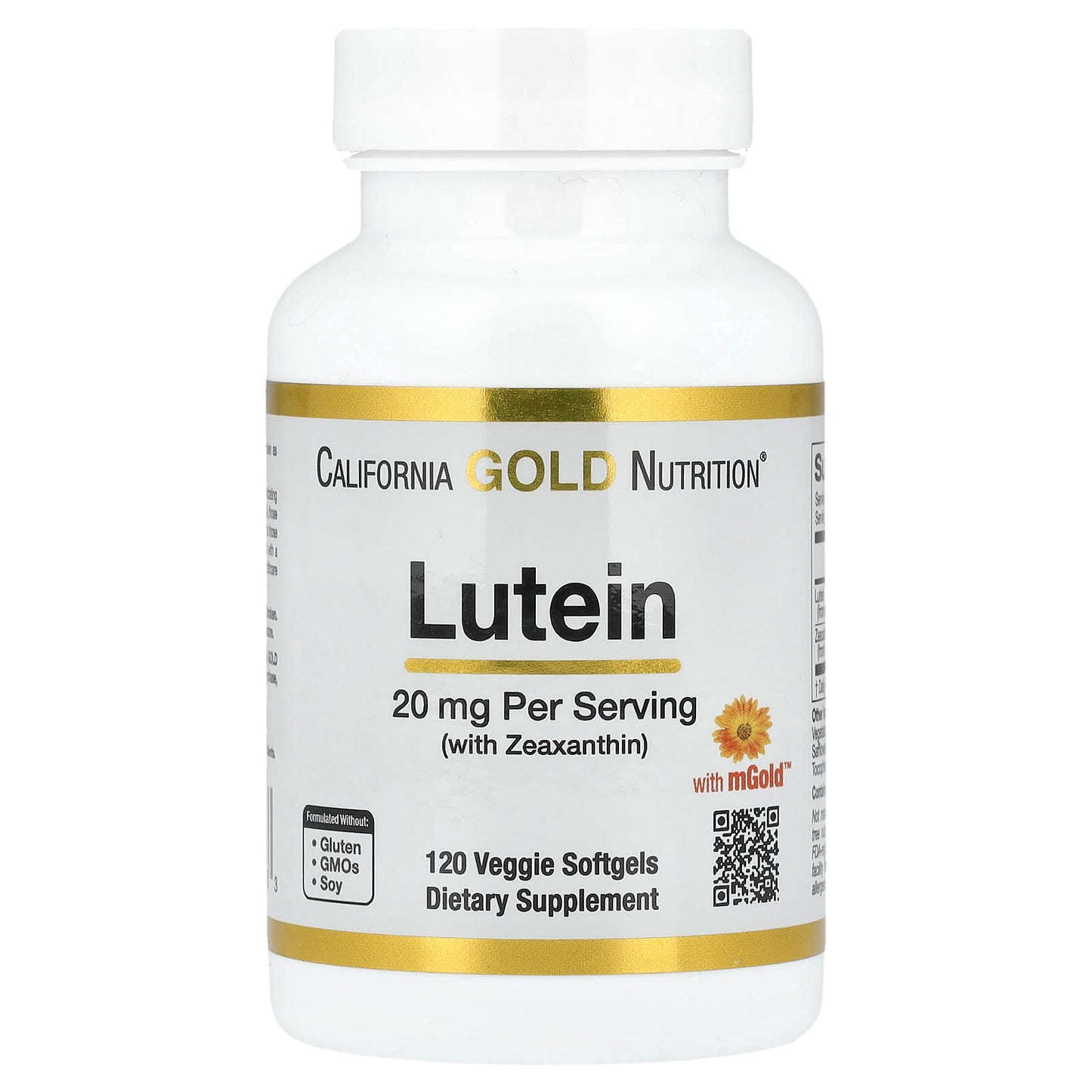 California Gold Nutrition, Lutein with Zeaxanthin from Marigold Extract, 20 mg, 120 Veggie Softgels