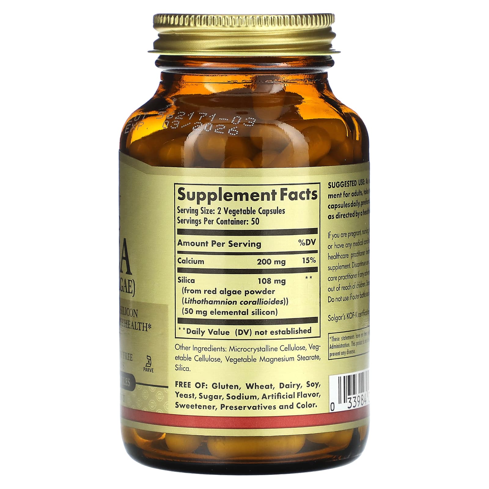 Solgar, Oceanic Silica From Red Algae, 100 Vegetable Capsules - Image 2