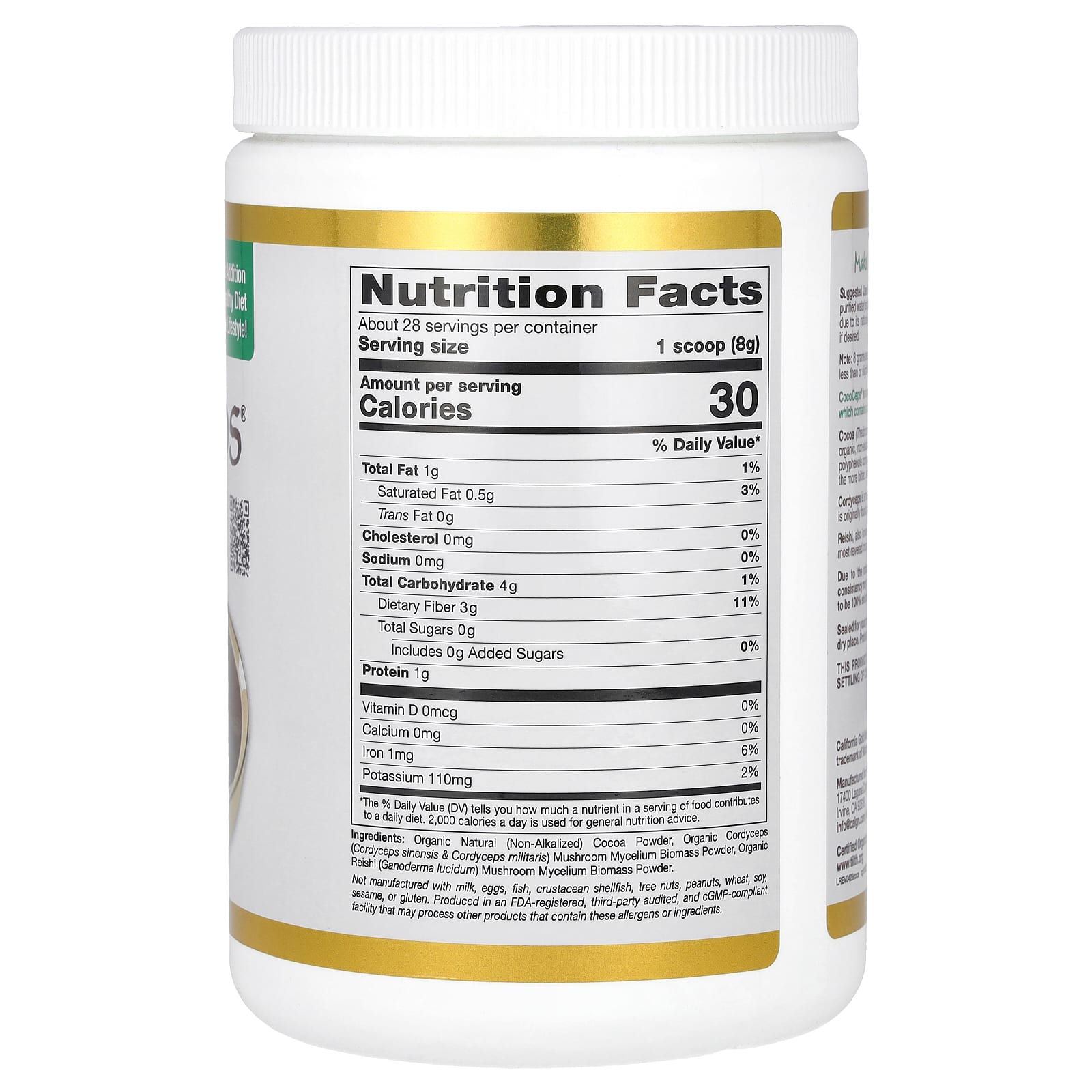 Organic Dark Cocoa Superfood Beverage by California Gold Nutrition - Image 2