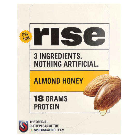 Rise Bar, Protein Bar, Almond Honey, 12 Bars, 2.1 oz (60 g) Each - Image 1