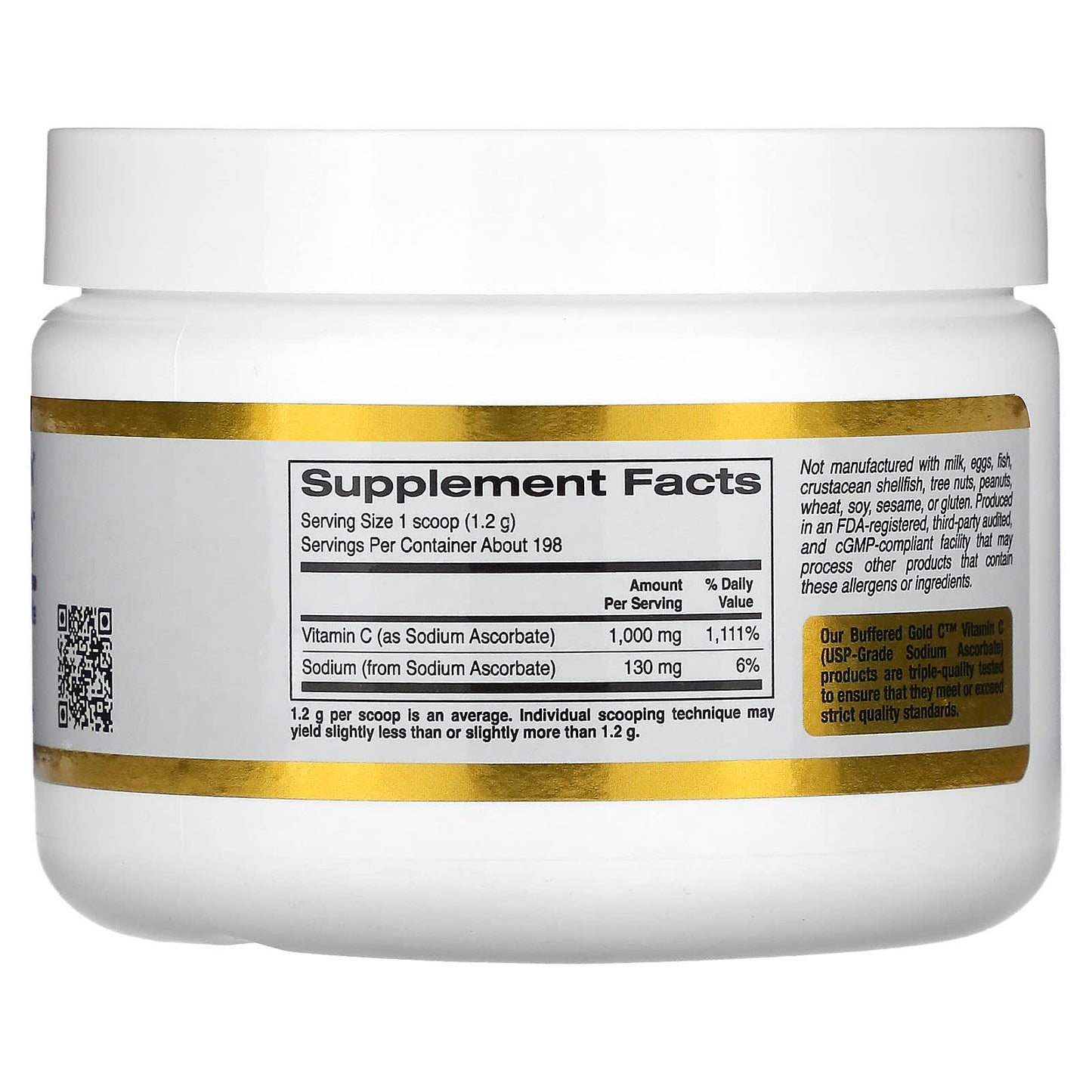 Non-Acidic Vitamin C Powder by California Gold Nutrition - 8.40 oz - Image 2