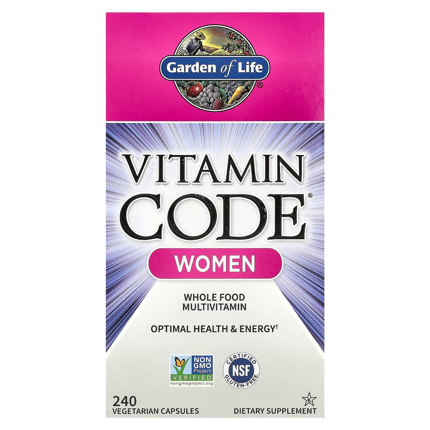 Garden of Life Vitamin Code Whole Food Multivitamin for Women, 240 Capsules - Image 1