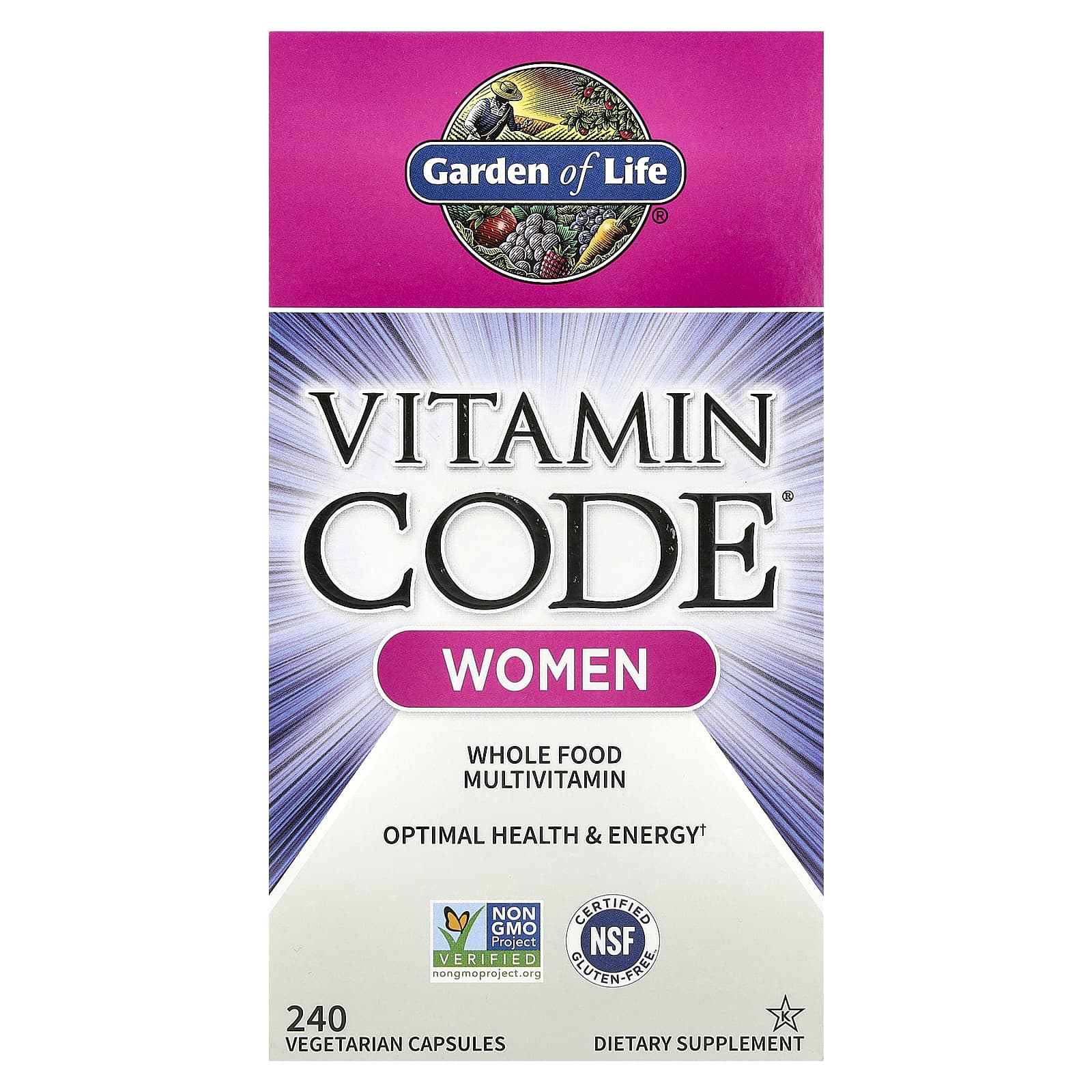 Garden of Life Vitamin Code Whole Food Multivitamin for Women, 240 Capsules - Image 1
