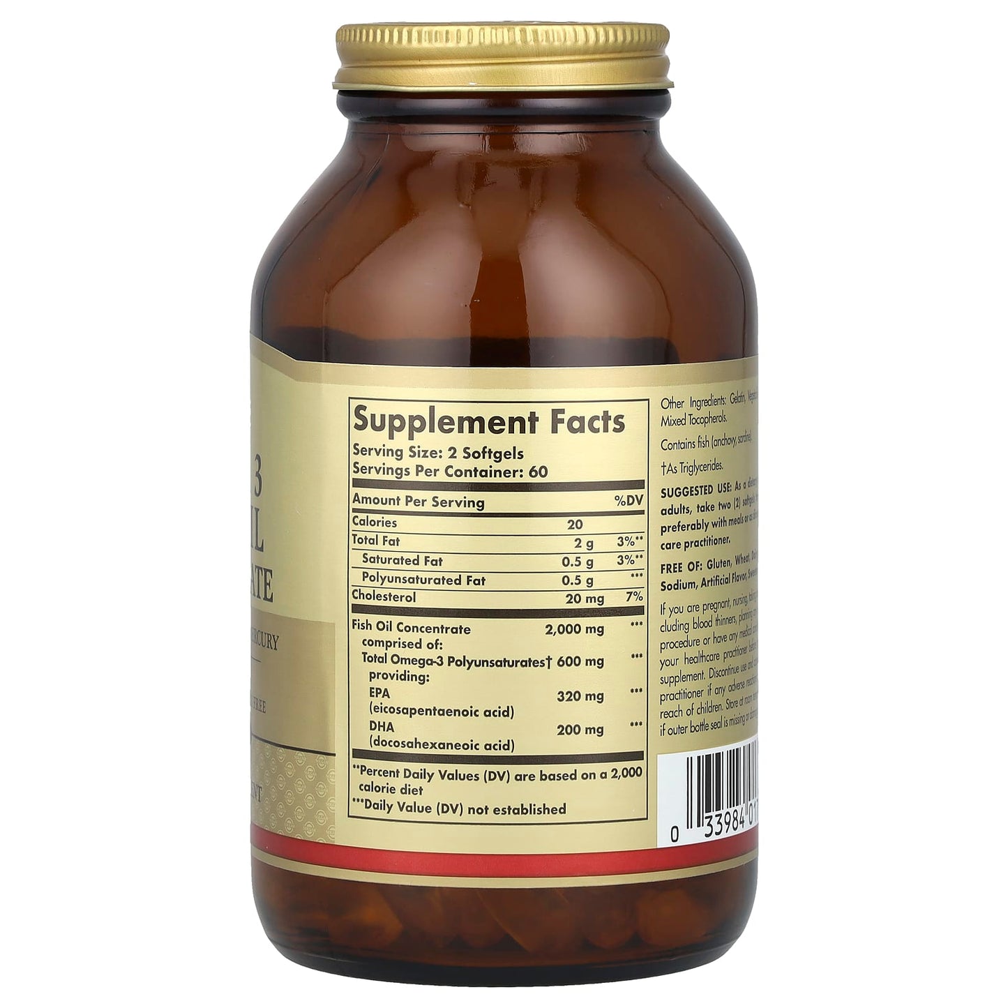 Solgar, Omega 3 Fish Oil Concentrate, 120 Softgels - Image 2