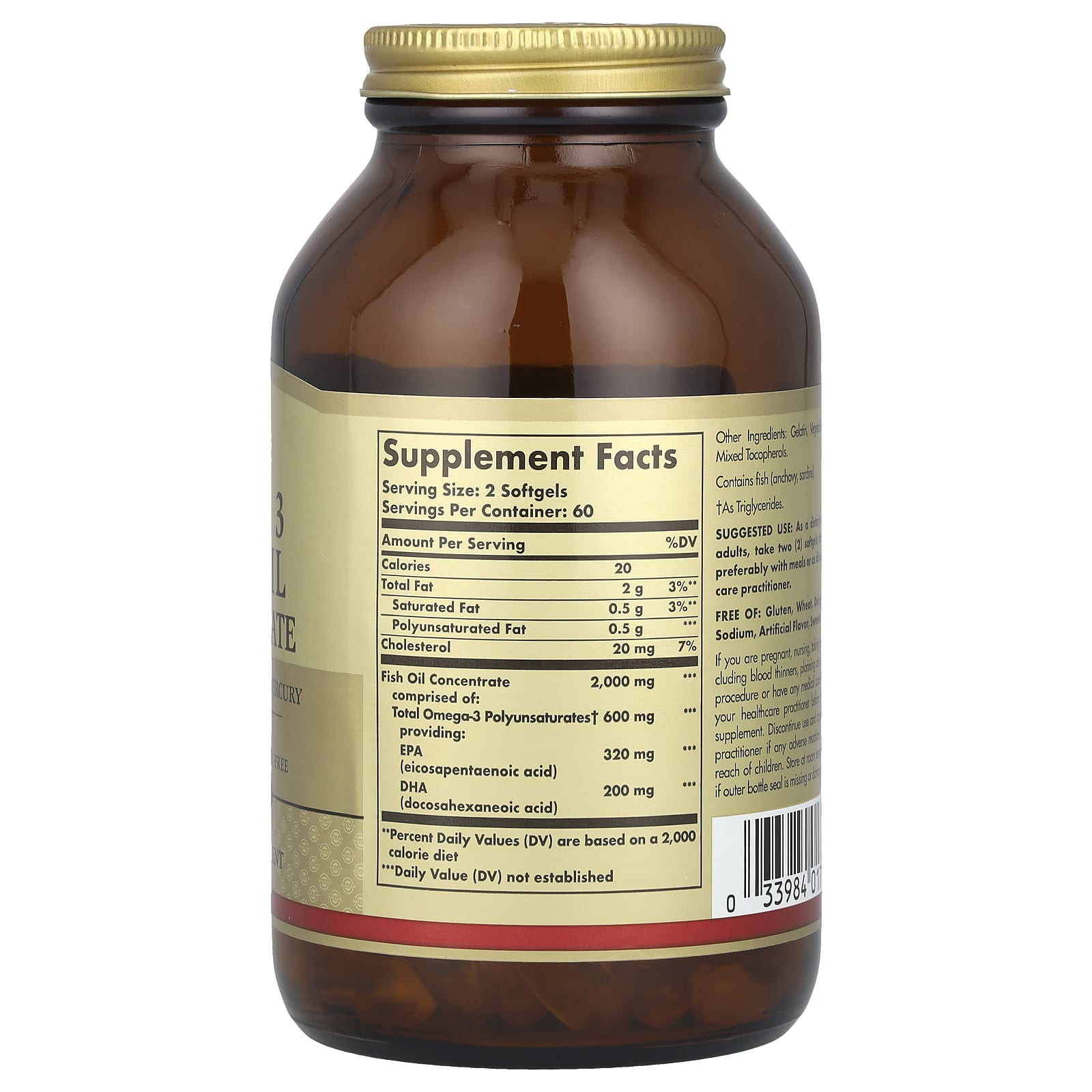 Solgar, Omega 3 Fish Oil Concentrate, 120 Softgels - Image 2