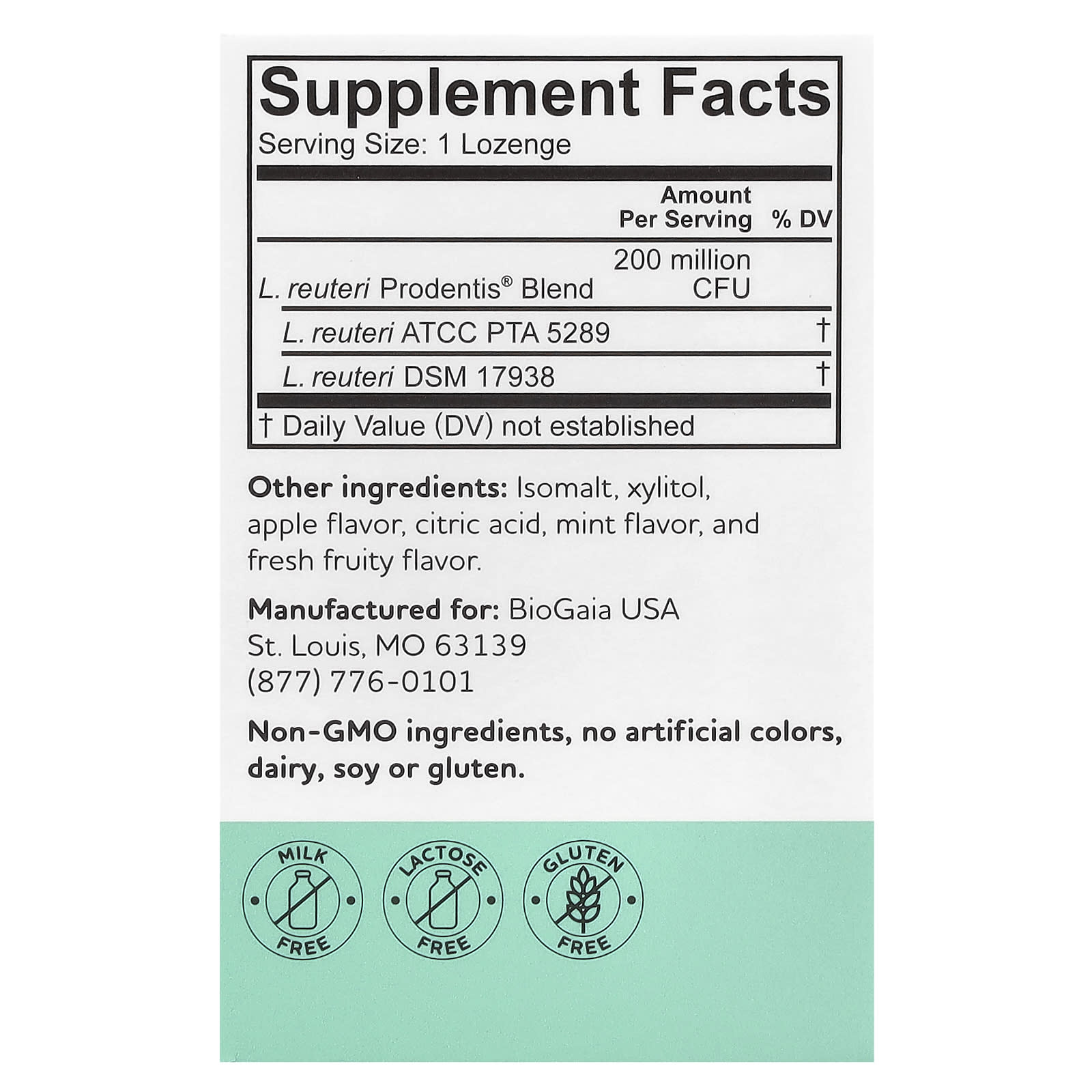 BioGaia, Prodentis Kids®, Probiotic Lozenges, Apple, 200 Million CFU, 30 Lozenges