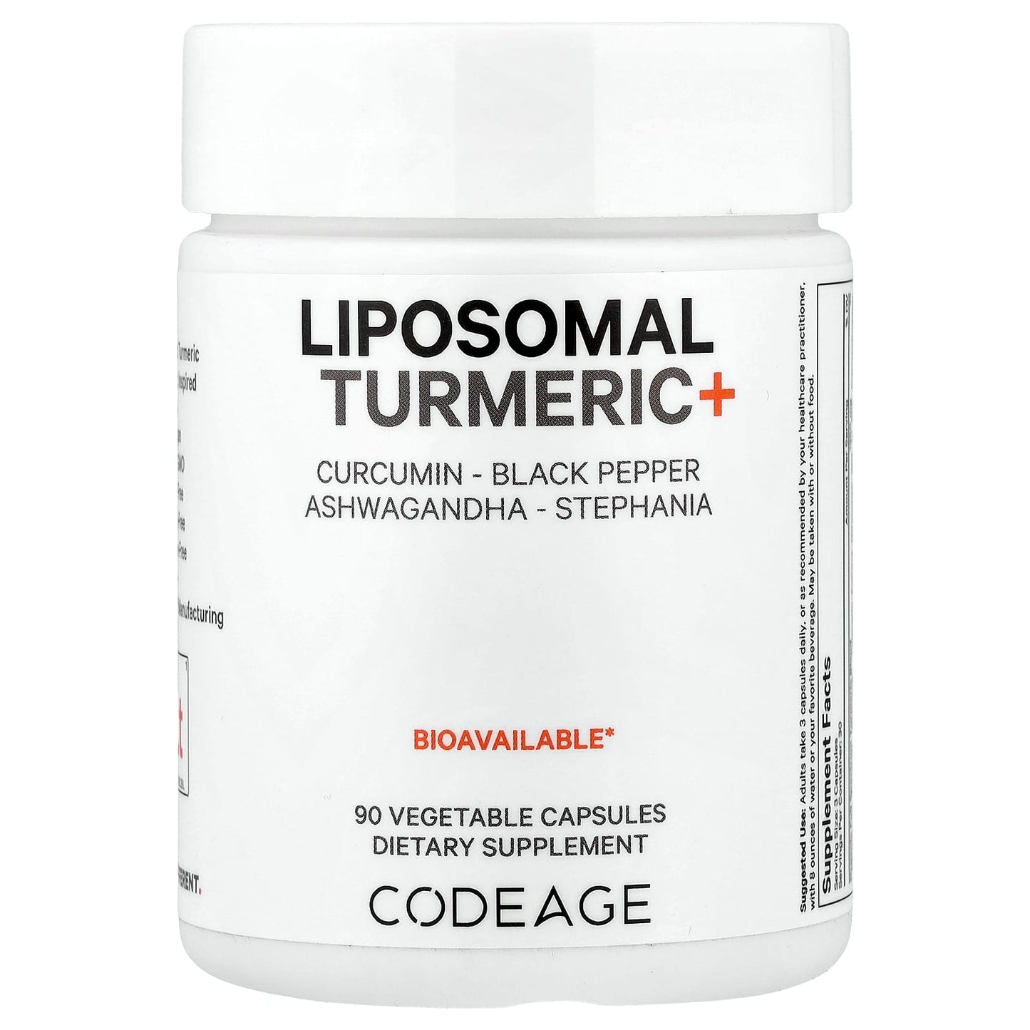 Turmeric Supplement for Joint Relief & Inflammation - CodeAge Liposomal Turmeric+ 90 Caps - Image 1