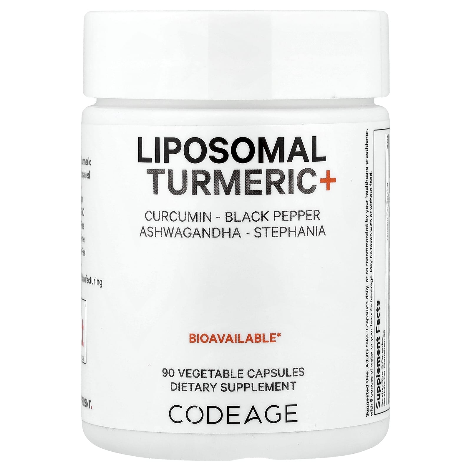Turmeric Supplement for Joint Relief & Inflammation - CodeAge Liposomal Turmeric+ 90 Caps - Image 1