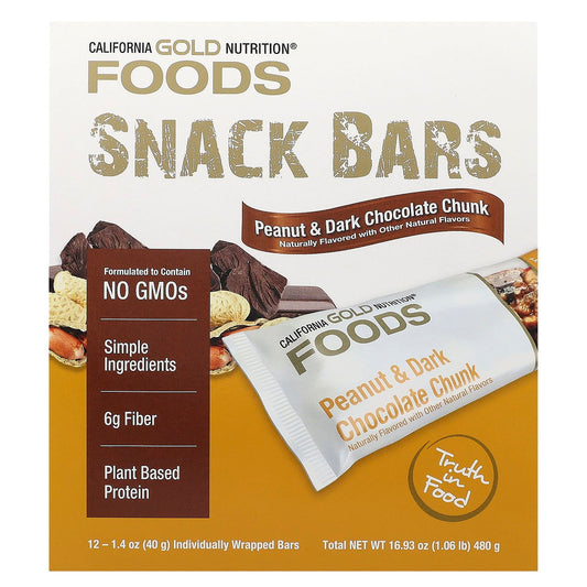 Peanut Dark Chocolate Snack Bars with Fiber & Protein | California Gold Nutrition - Image 1