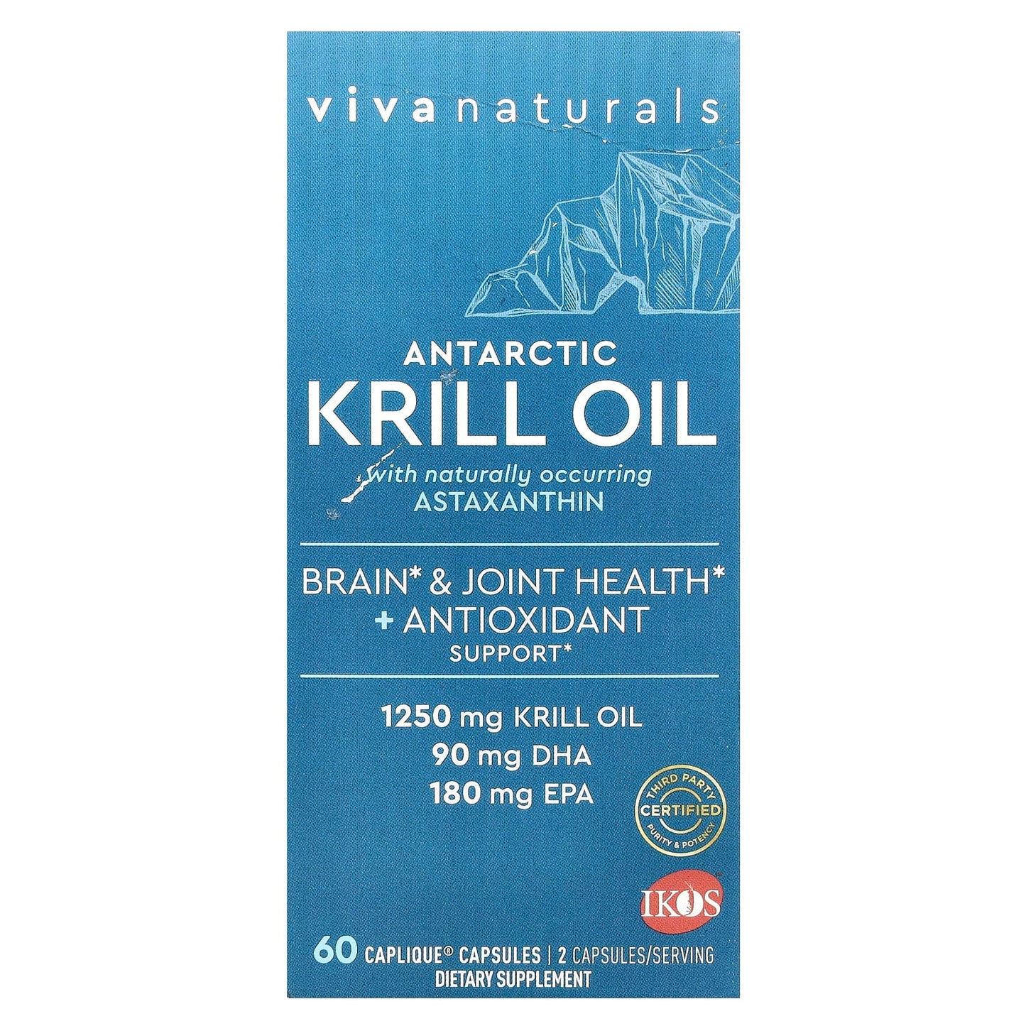 Viva Naturals, Antarctic Krill Oil with Astaxanthin, 60 Caplique® Capsules - Image 1