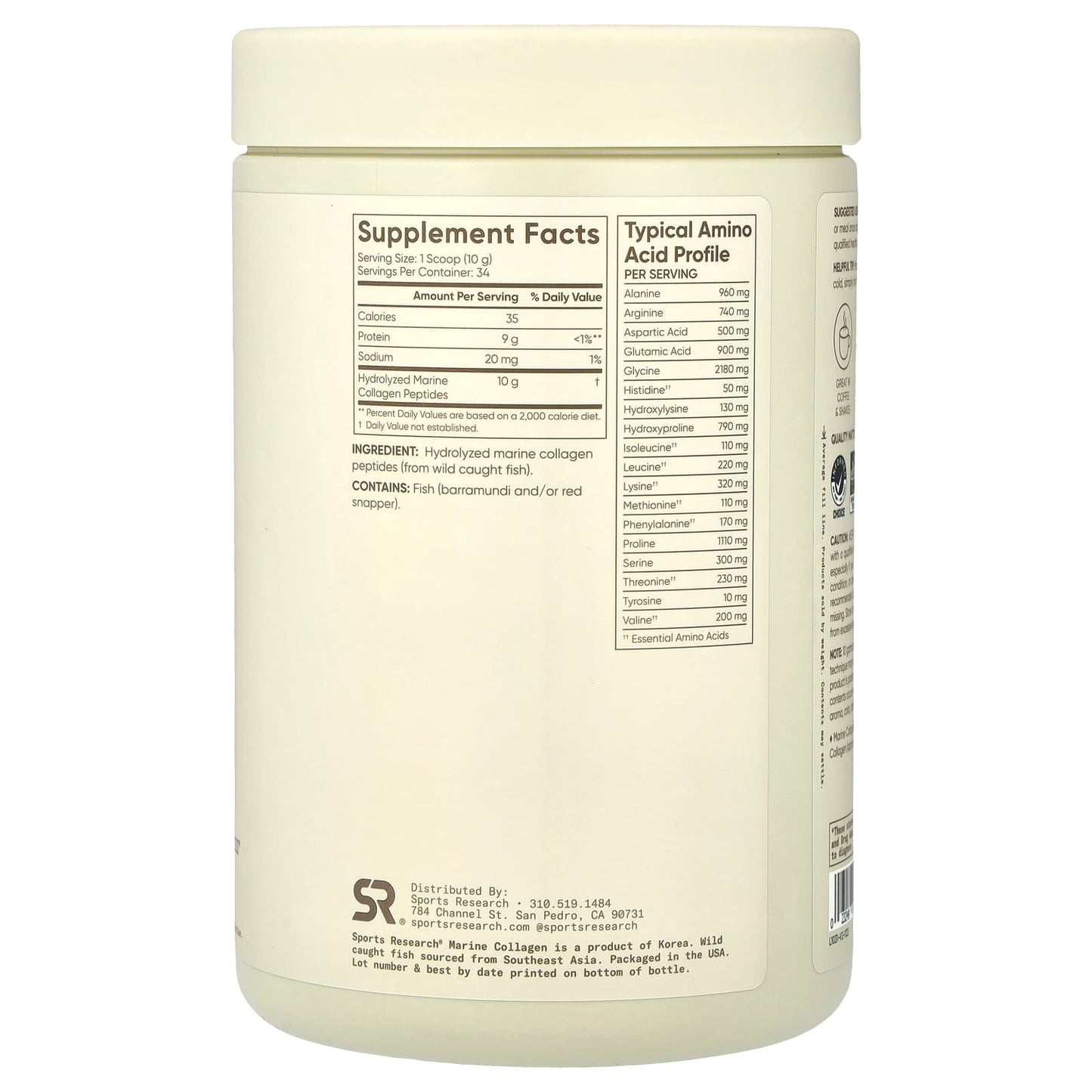 Sports Research, Marine Collagen, Unflavored, 12 oz (340 g) - Image 2