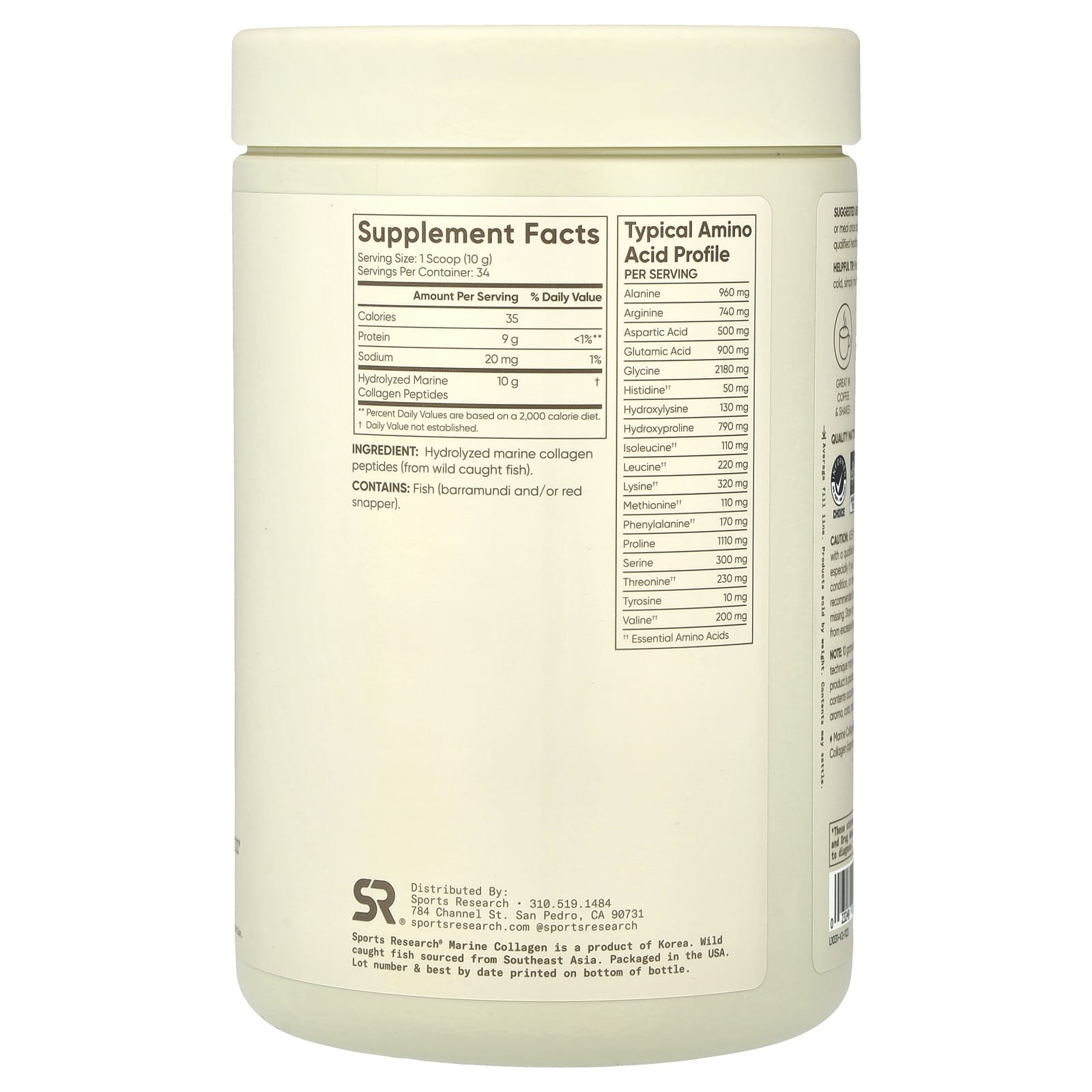 Sports Research, Marine Collagen, Unflavored, 12 oz (340 g) - Image 2