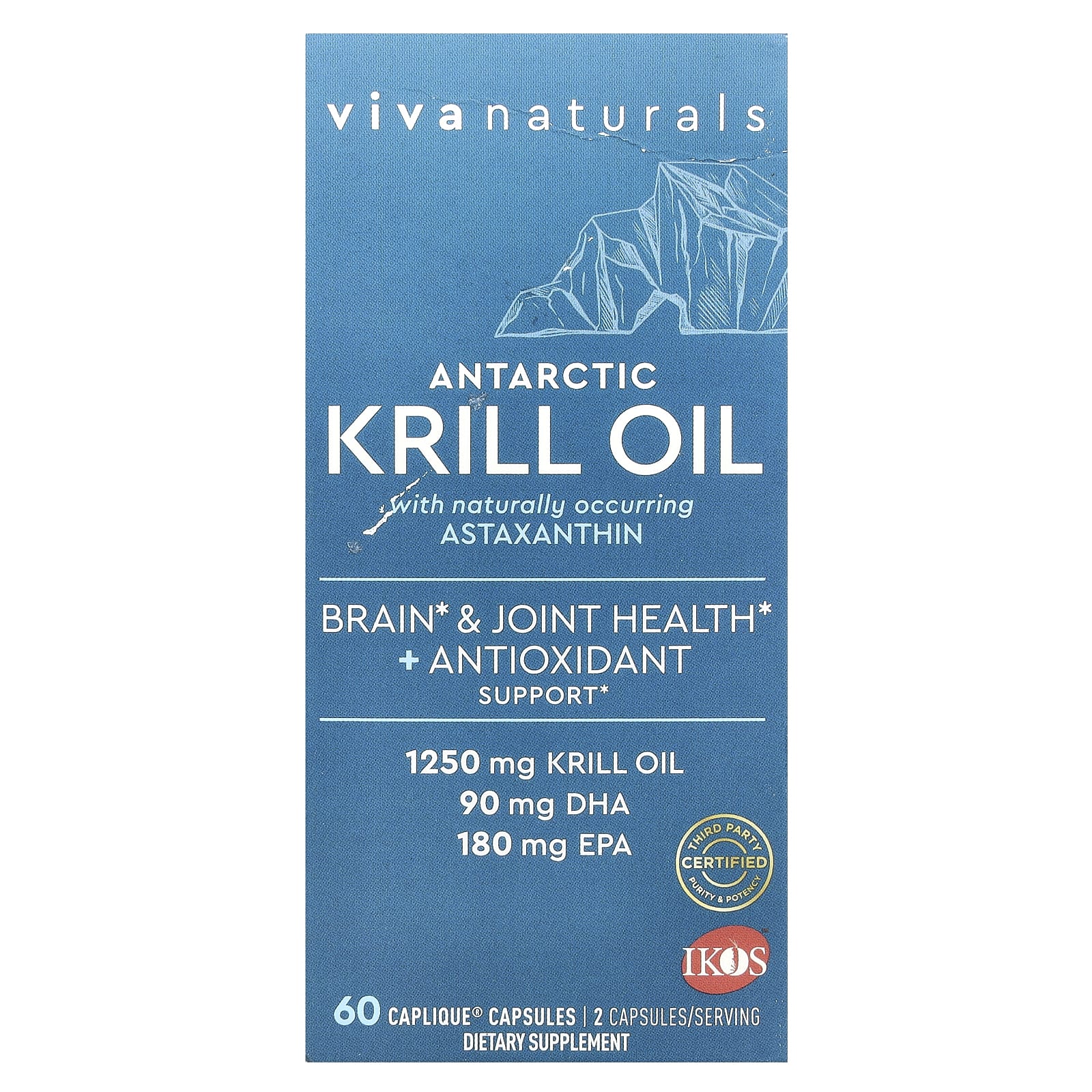 Viva Naturals, Antarctic Krill Oil with Astaxanthin, 60 Caplique® Capsules - Image 1