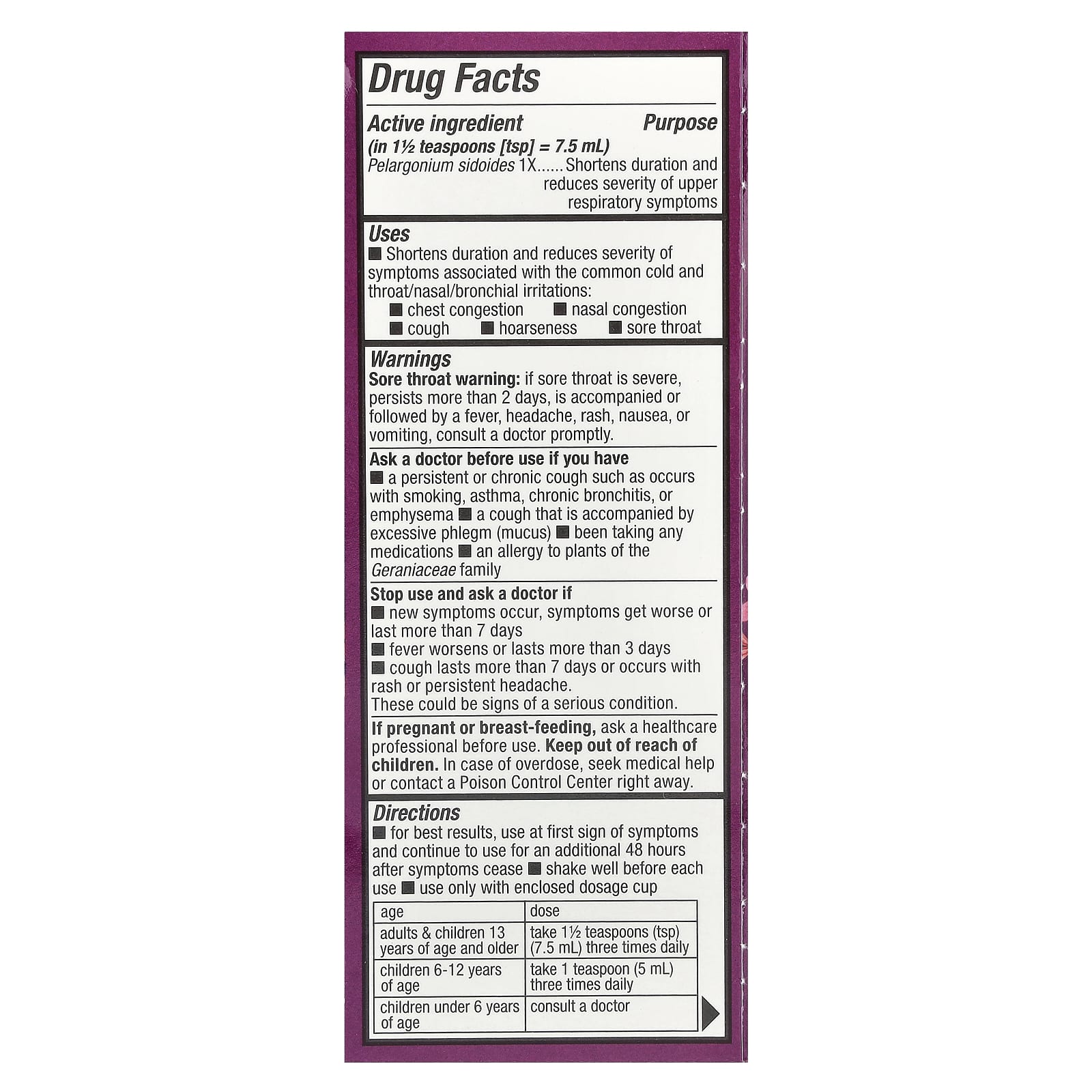 Nature's Way, Umcka® Cold Relief Syrup, Ages 6+, Grape, 4 fl oz (120 ml) - Image 2