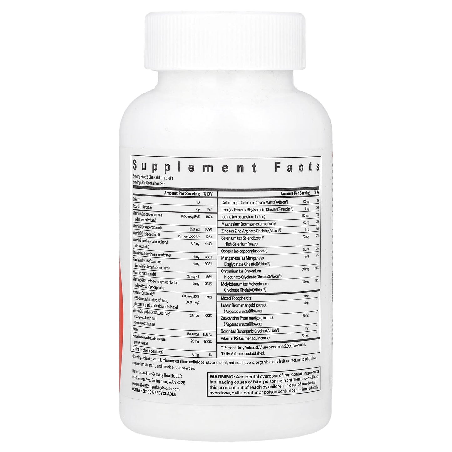 Seeking Health, Optimal Multivitamin Chewable, 60 Tablets - Image 2