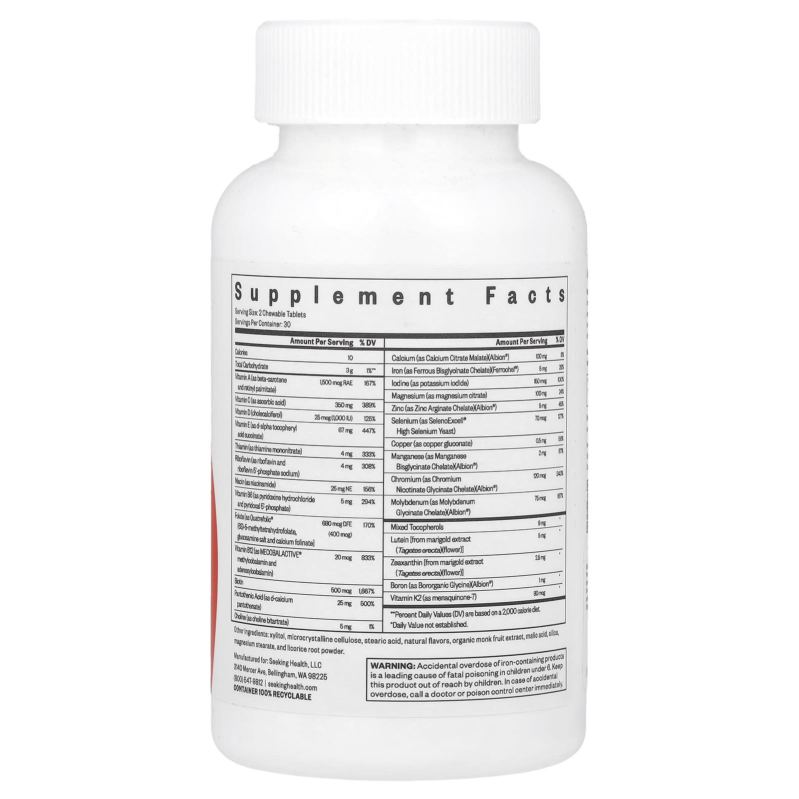 Seeking Health, Optimal Multivitamin Chewable, 60 Tablets - Image 2