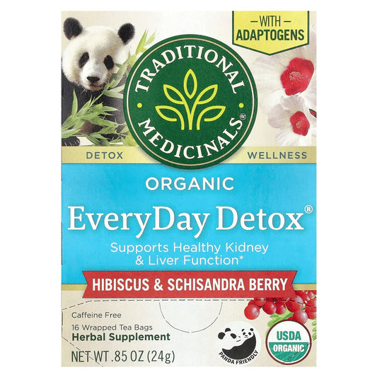 Traditional Medicinals, Organic EveryDay Detox®, Hibsicus & Schisandra Berry, Caffeine Free, 16 Wrapped Tea Bags, 0.85 oz (24 g) - Image 1