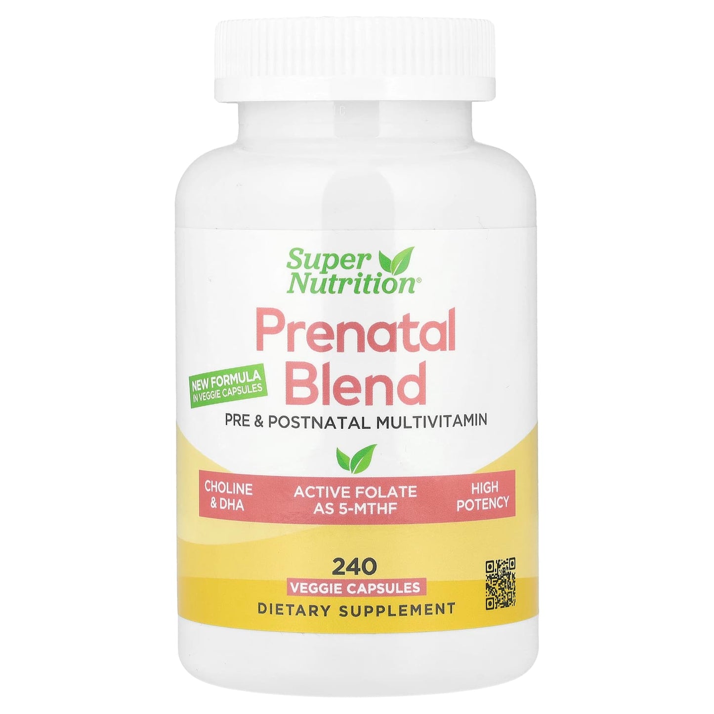 Super Nutrition, Prenatal Multivitamin with Super Greens, Spice Complex, Vitamin C, Choline and Folate, 240 Veggie Capsules - Image 1