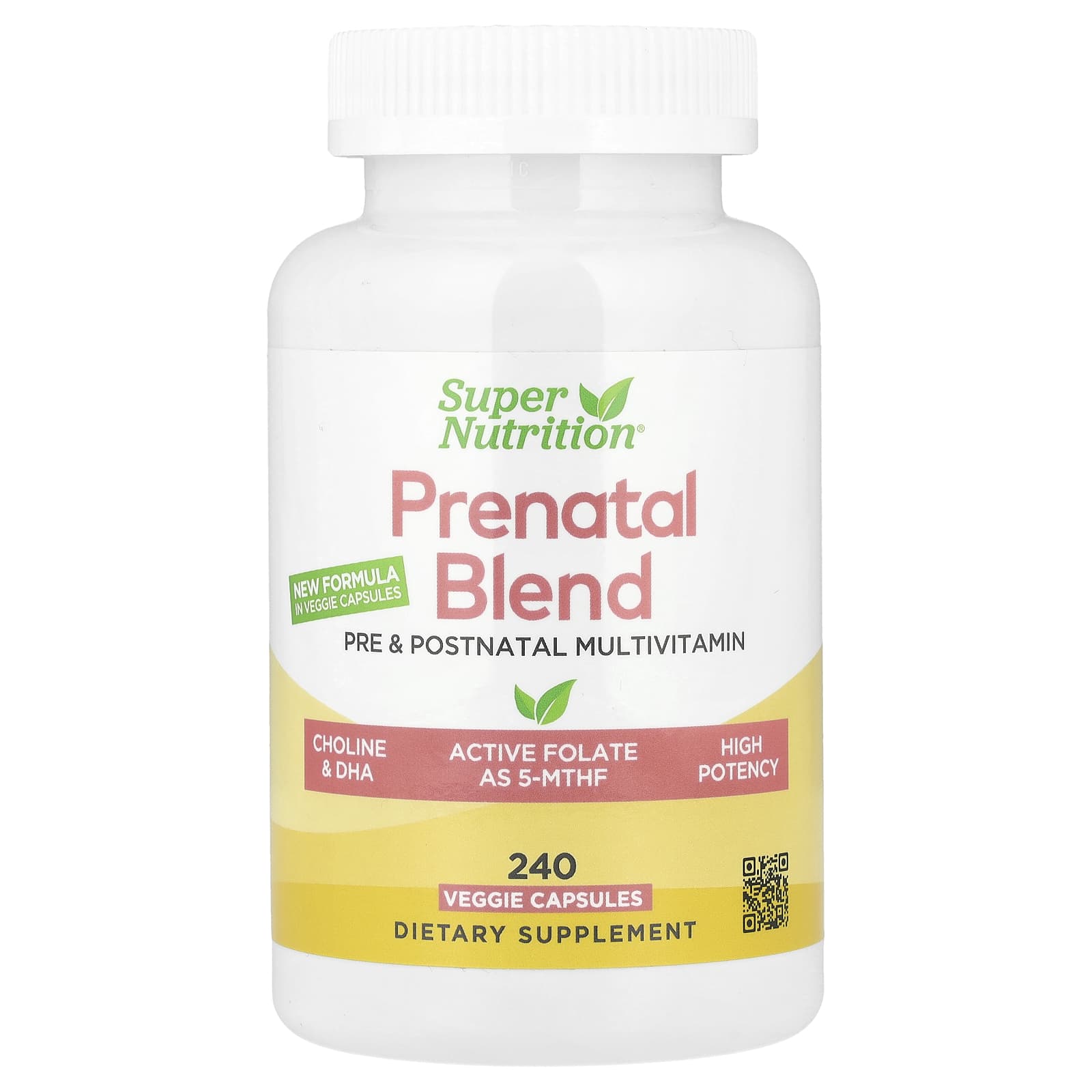 Super Nutrition, Prenatal Multivitamin with Super Greens, Spice Complex, Vitamin C, Choline and Folate, 240 Veggie Capsules - Image 1