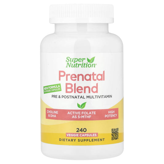 Super Nutrition, Prenatal Multivitamin with Super Greens, Spice Complex, Vitamin C, Choline and Folate, 240 Veggie Capsules - Image 1