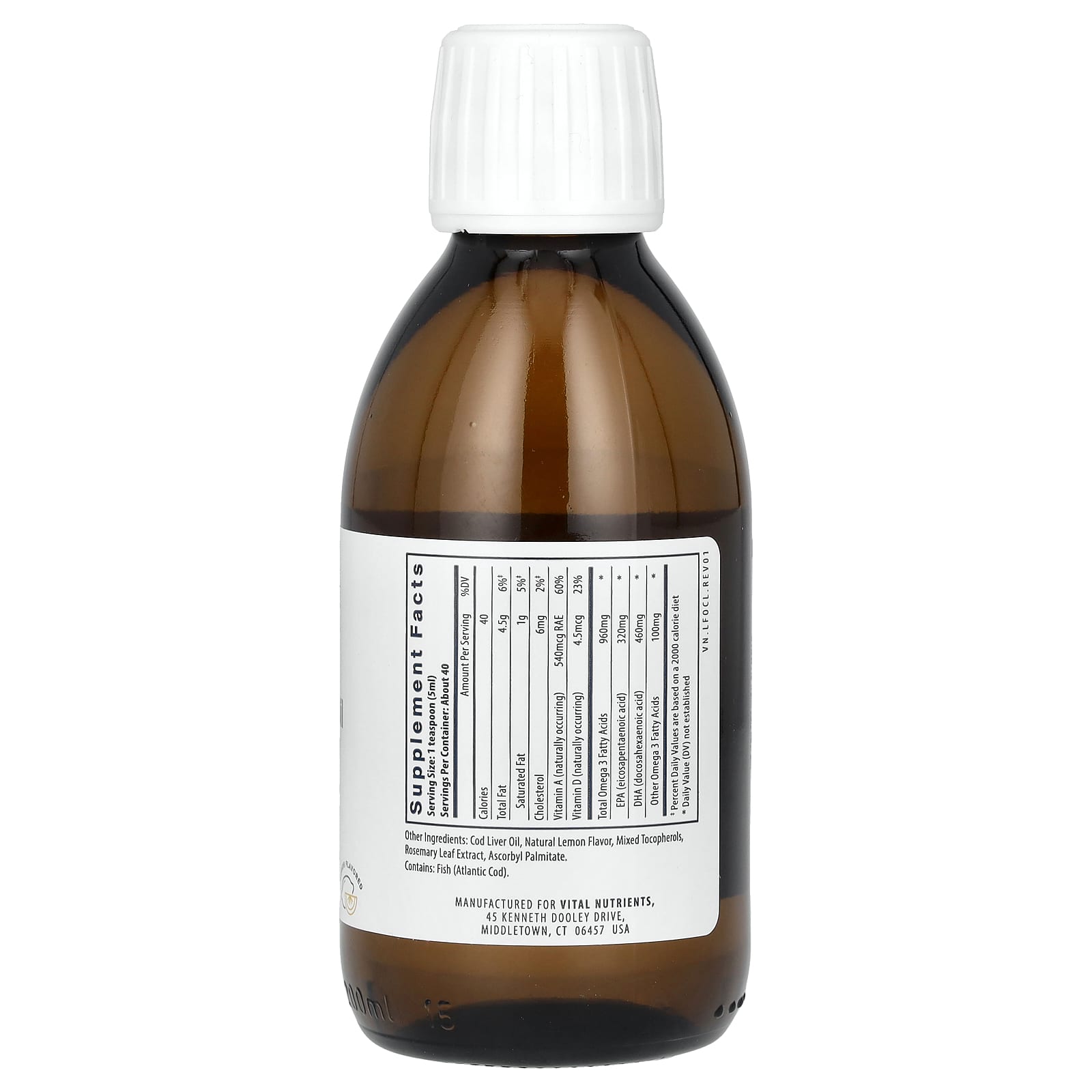 Vital Nutrients, Ultra Pure, Cod Liver Oil, Lemon, 6.76 oz (200 ml) - Image 2