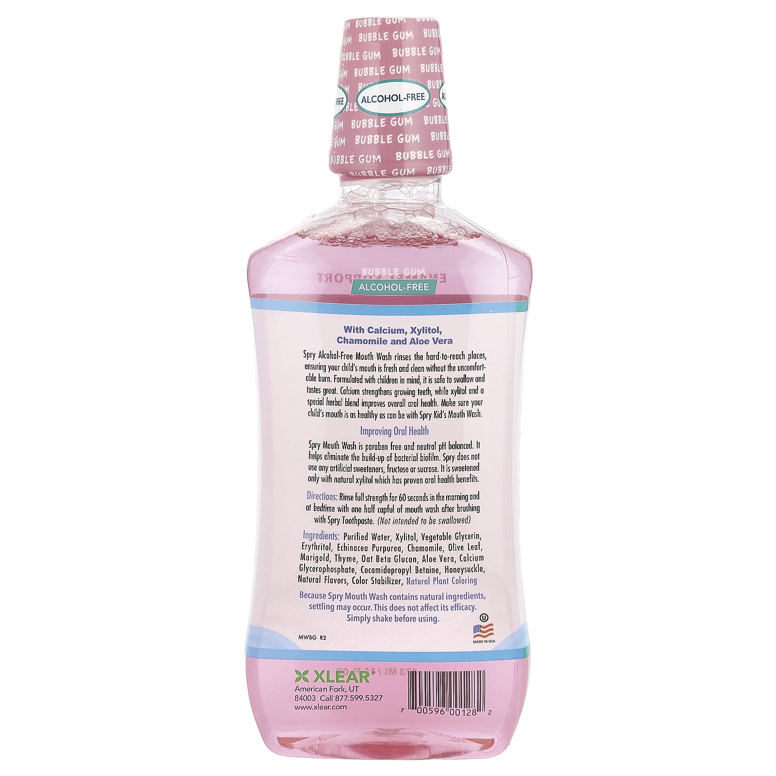 Xlear, Kid's Spry® Mouth Wash, Enamel Support, Alcohol-Free, Bubble Gum, 16 fl oz (473 ml) - Image 2